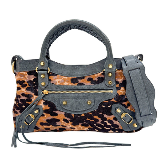 The First Multicolor Spotted Print Pony Hair Two Way Bag