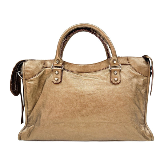 The City Gold Metallic Leather Two Way Bag