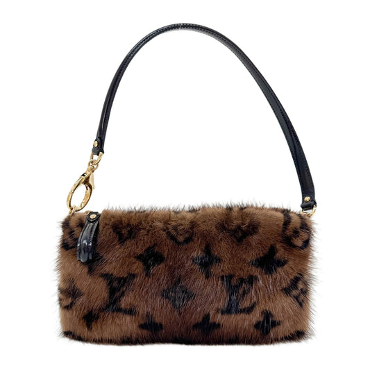Brown Monogram Mink Fur Pochette Vision Shoulder Bag