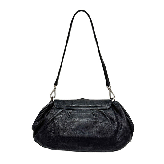 Antic Skipper Bejeweled Black Leather Shoulder Bag