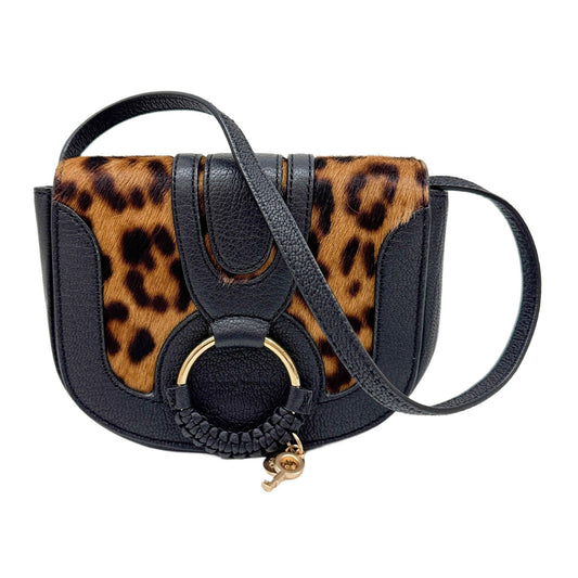 Mini See By Chloe Brown Leopard Print Pony Hair Crossbody Bag