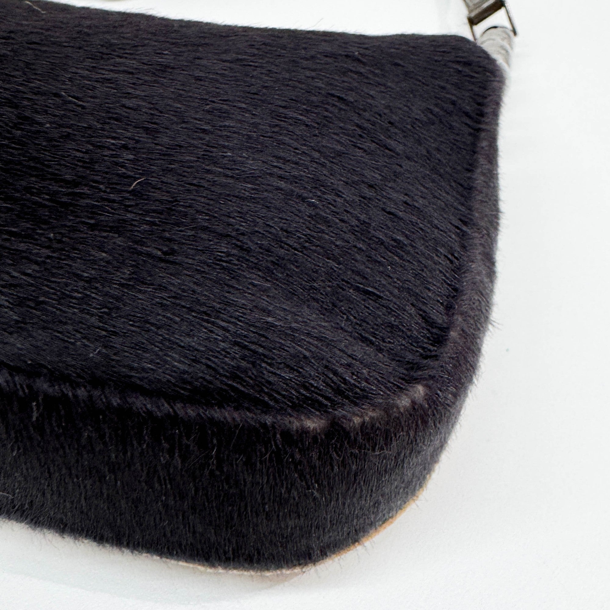 Malice Pearl Beaded Canvas Dusty Violet Pony Hair Shoulder Bag