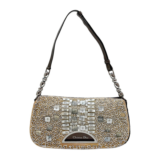 Malice Pearl Beaded Canvas Dusty Violet Pony Hair Shoulder Bag