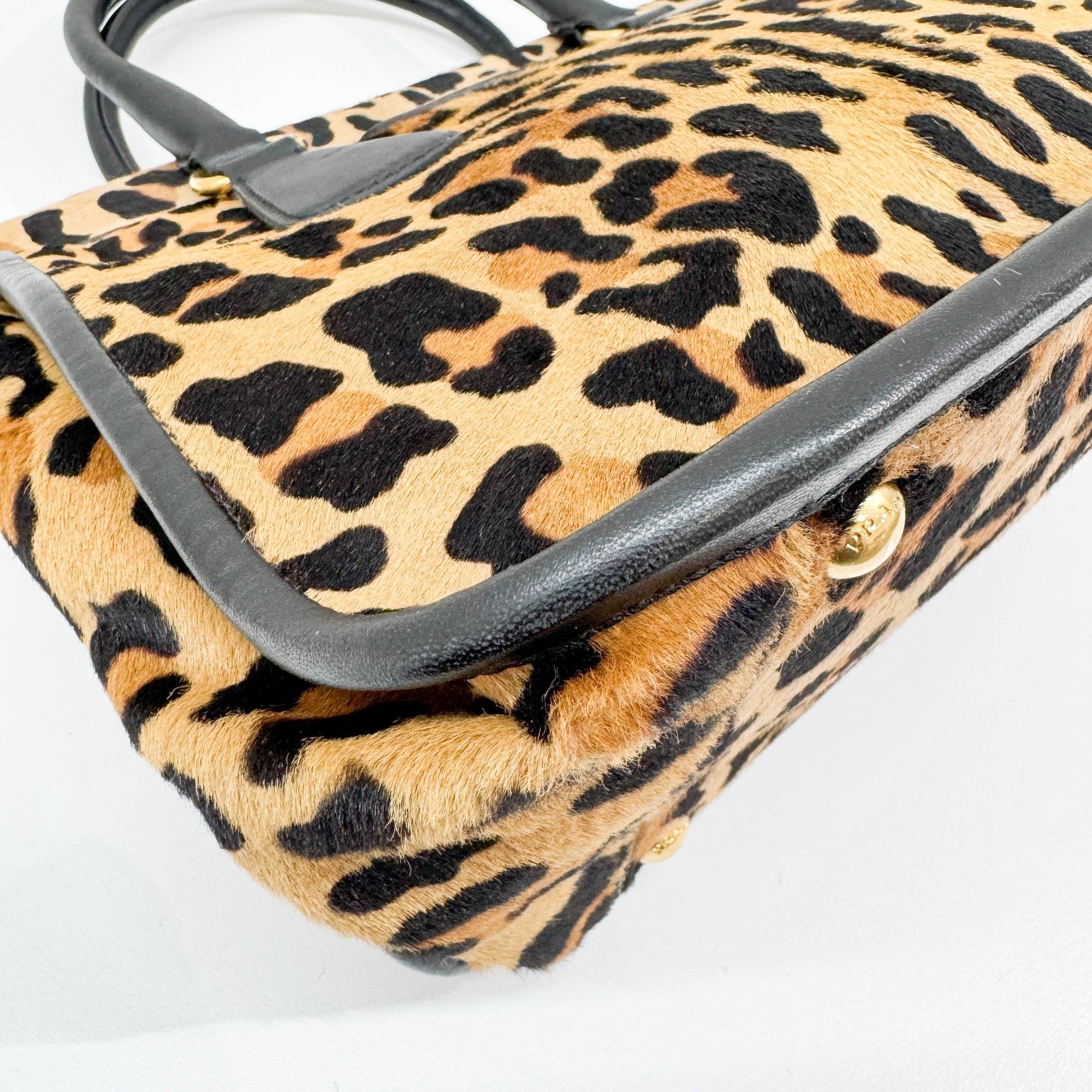 Brown Pony Hair Leopard Print Pony Hair Hand Tote