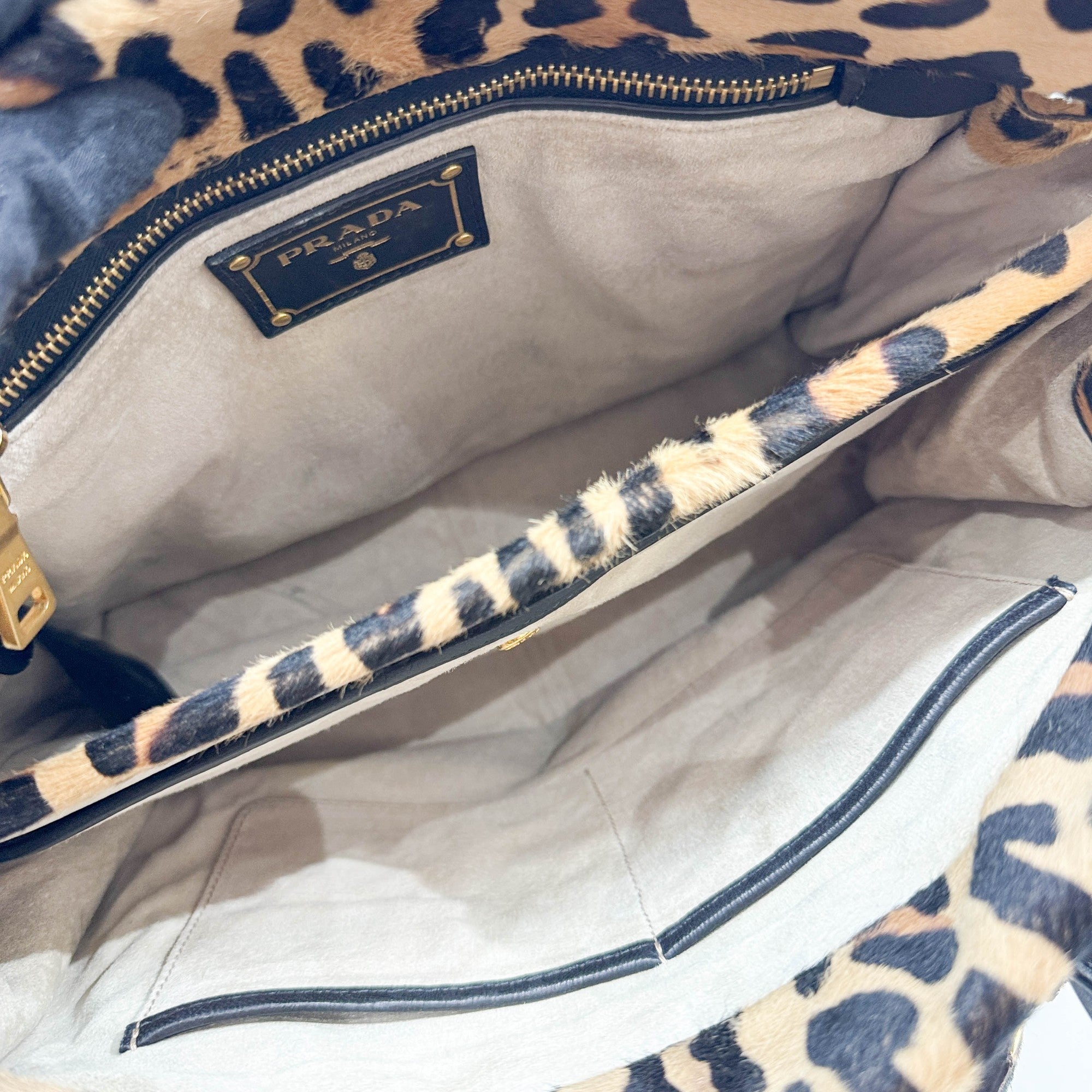 Brown Pony Hair Leopard Print Pony Hair Hand Tote