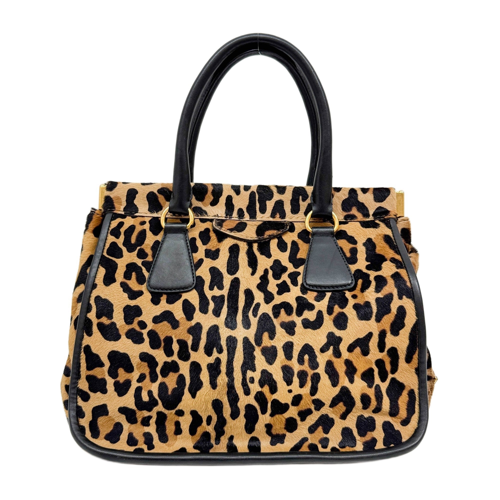 Brown Pony Hair Leopard Print Pony Hair Hand Tote