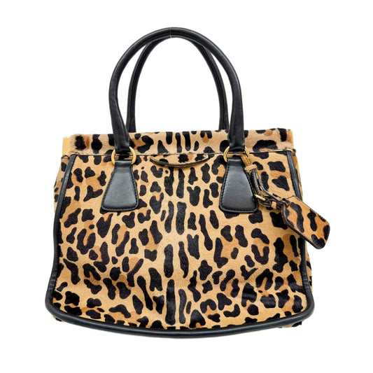 Brown Pony Hair Leopard Print Pony Hair Hand Tote