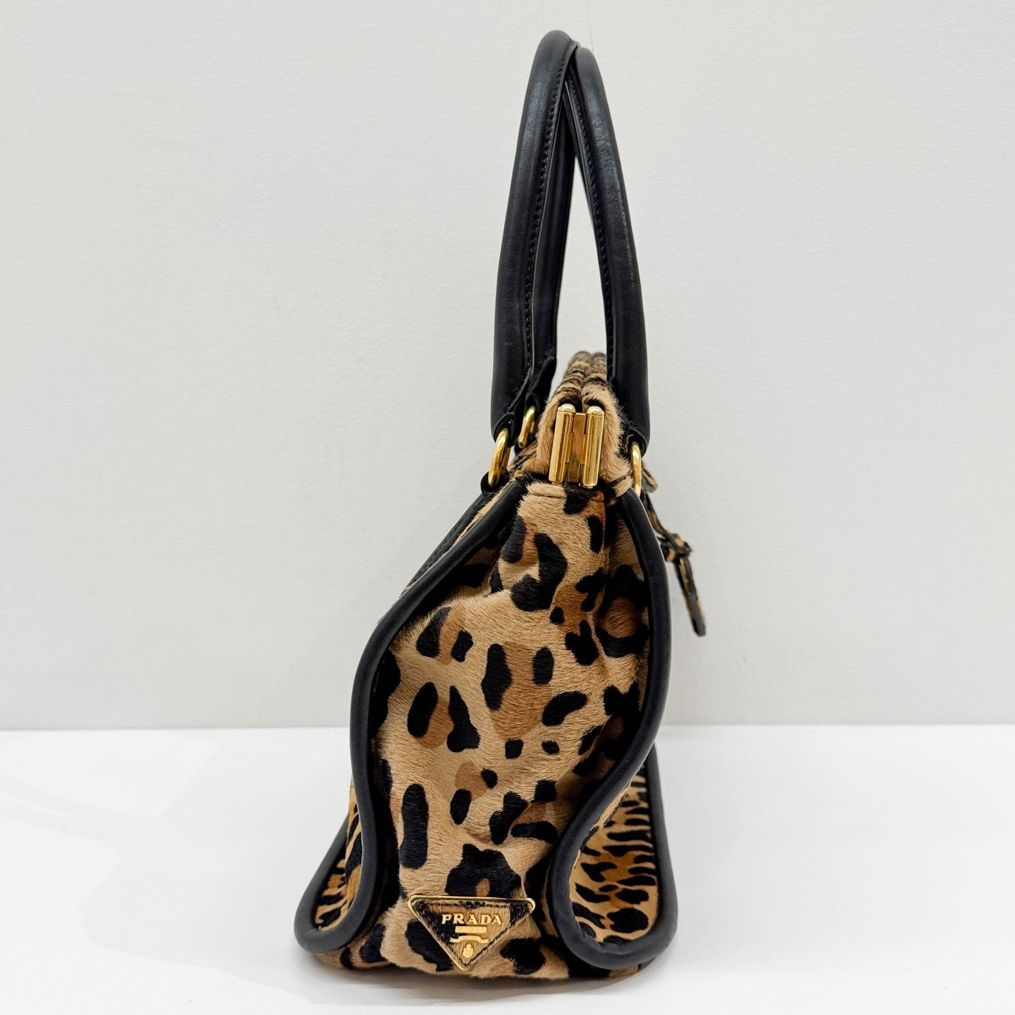 Brown Pony Hair Leopard Print Pony Hair Hand Tote