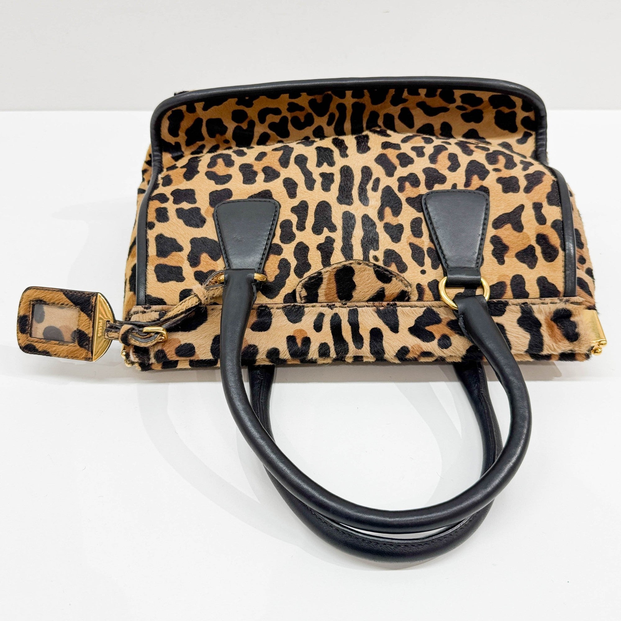 Brown Pony Hair Leopard Print Pony Hair Hand Tote