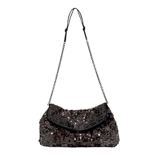 Brown Sequin Shoulder Bag
