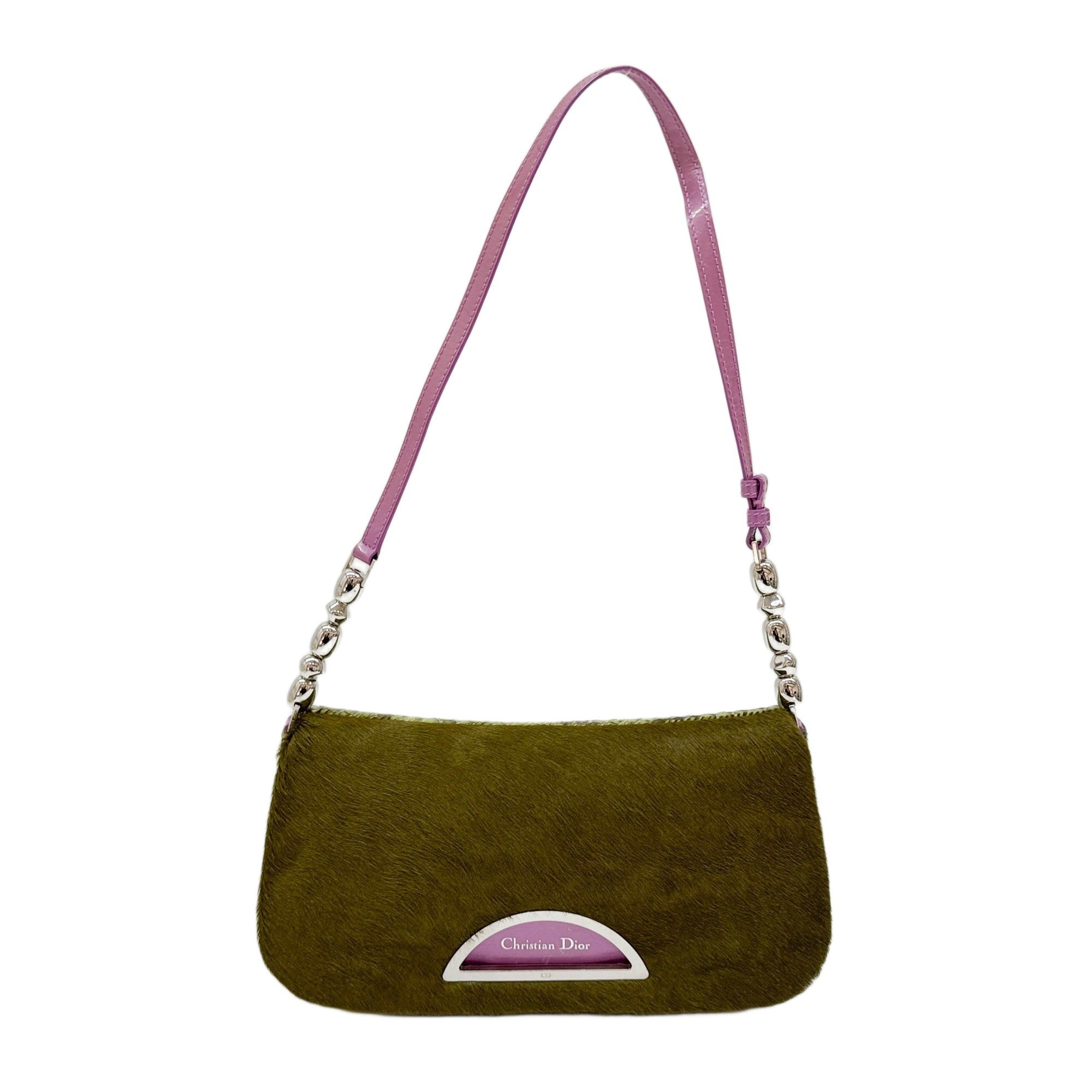 Malice Pearl Moss Green Pony Hair Shoulder Bag