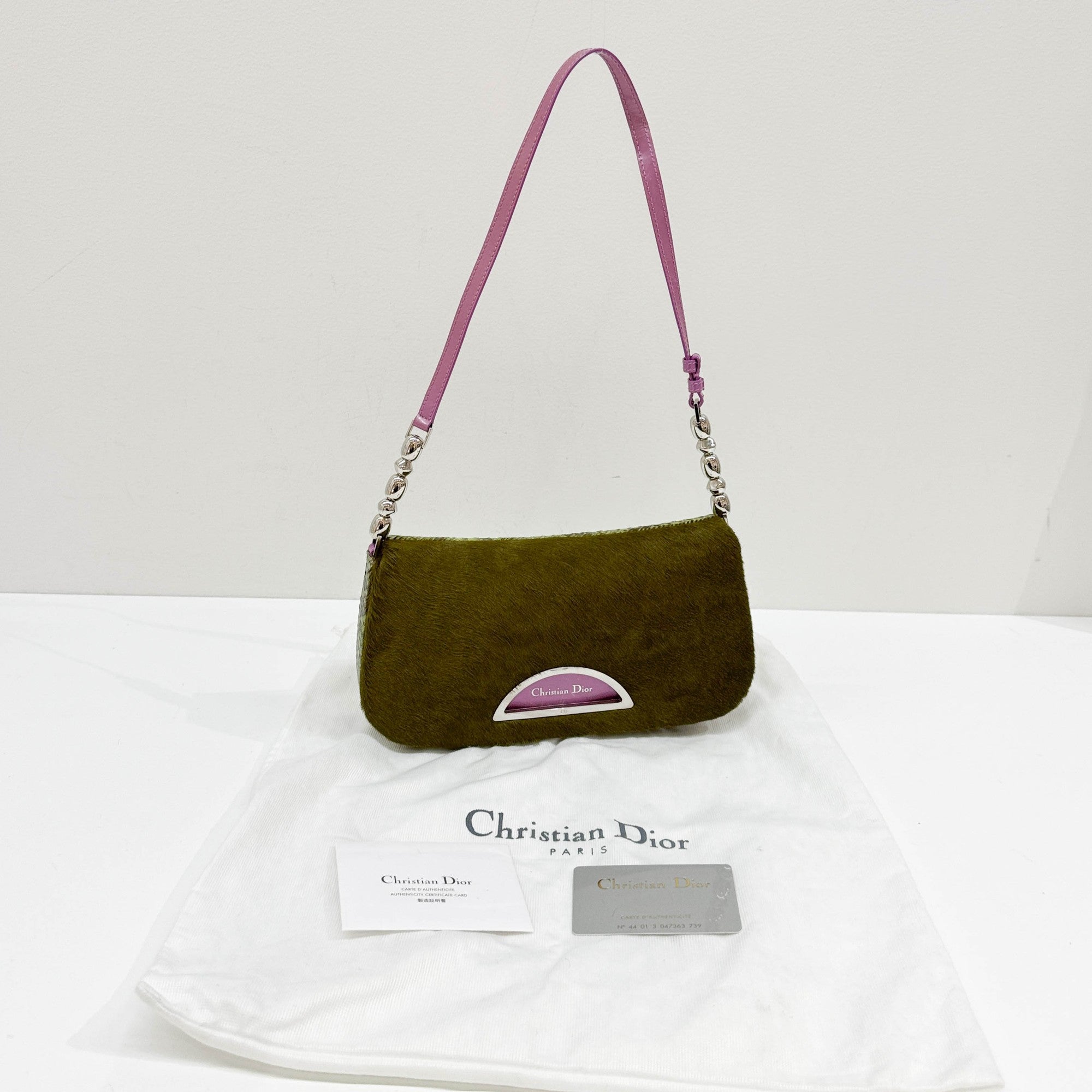 Malice Pearl Moss Green Pony Hair Shoulder Bag
