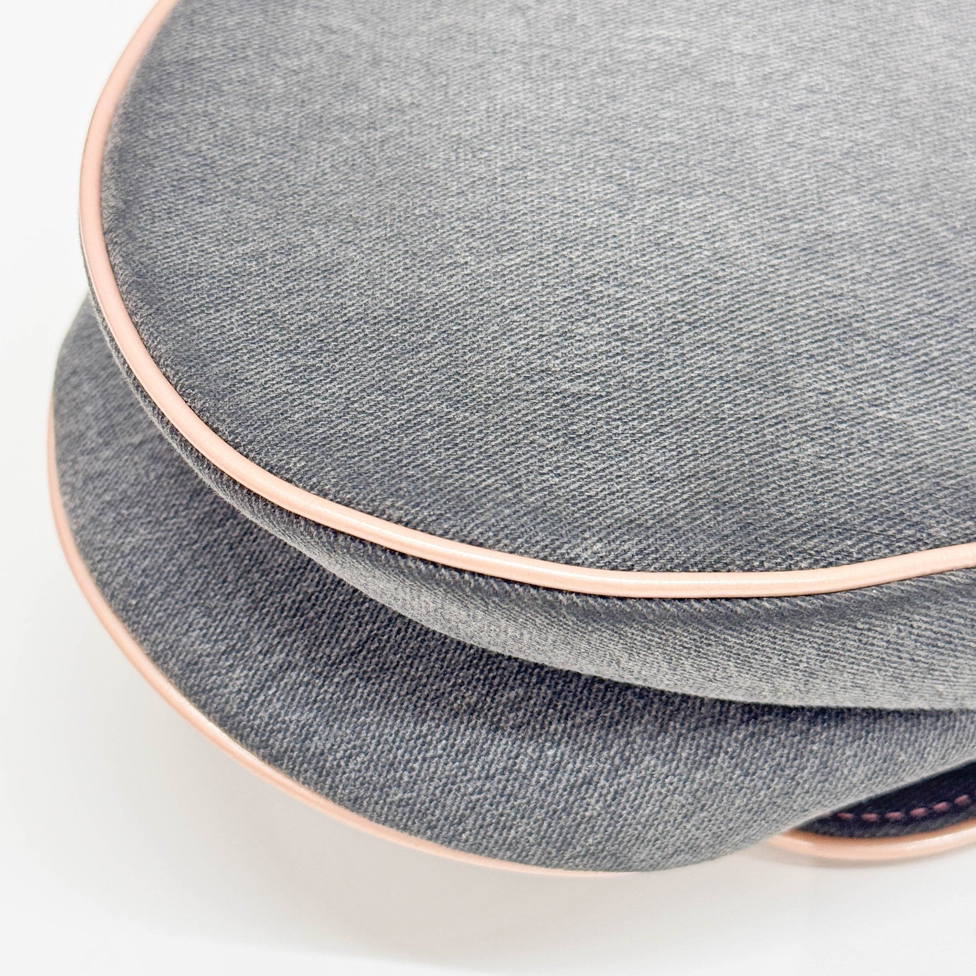 Saddle Pink Trim Gray Denim Shoulder Bag