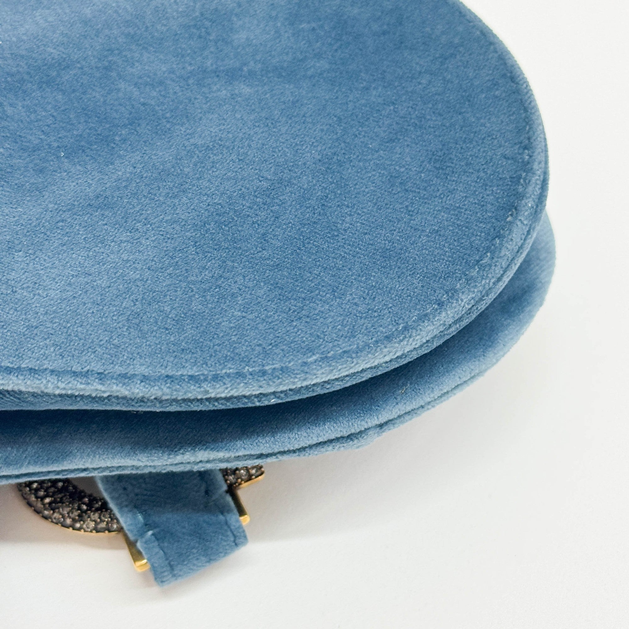 Mini Saddle Blue Velvet Shoulder Bag