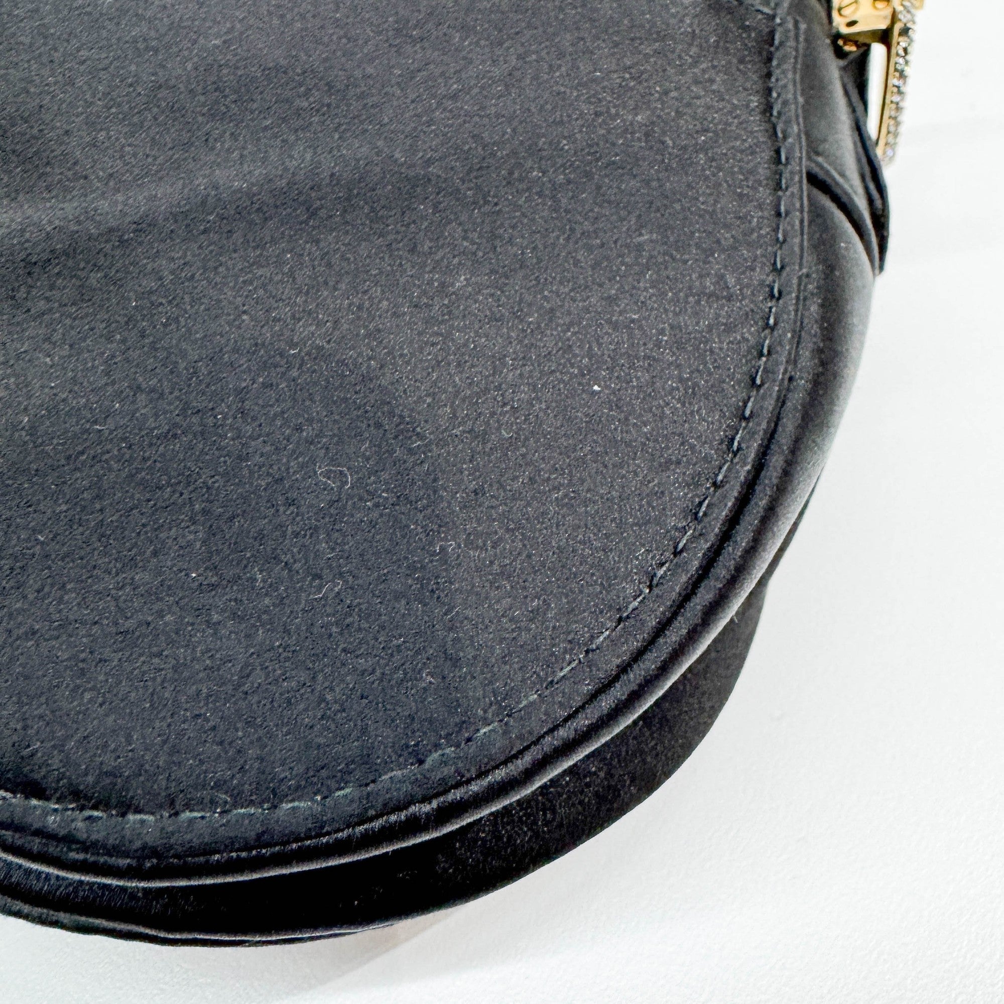 Mini Saddle Black Satin Hand Bag