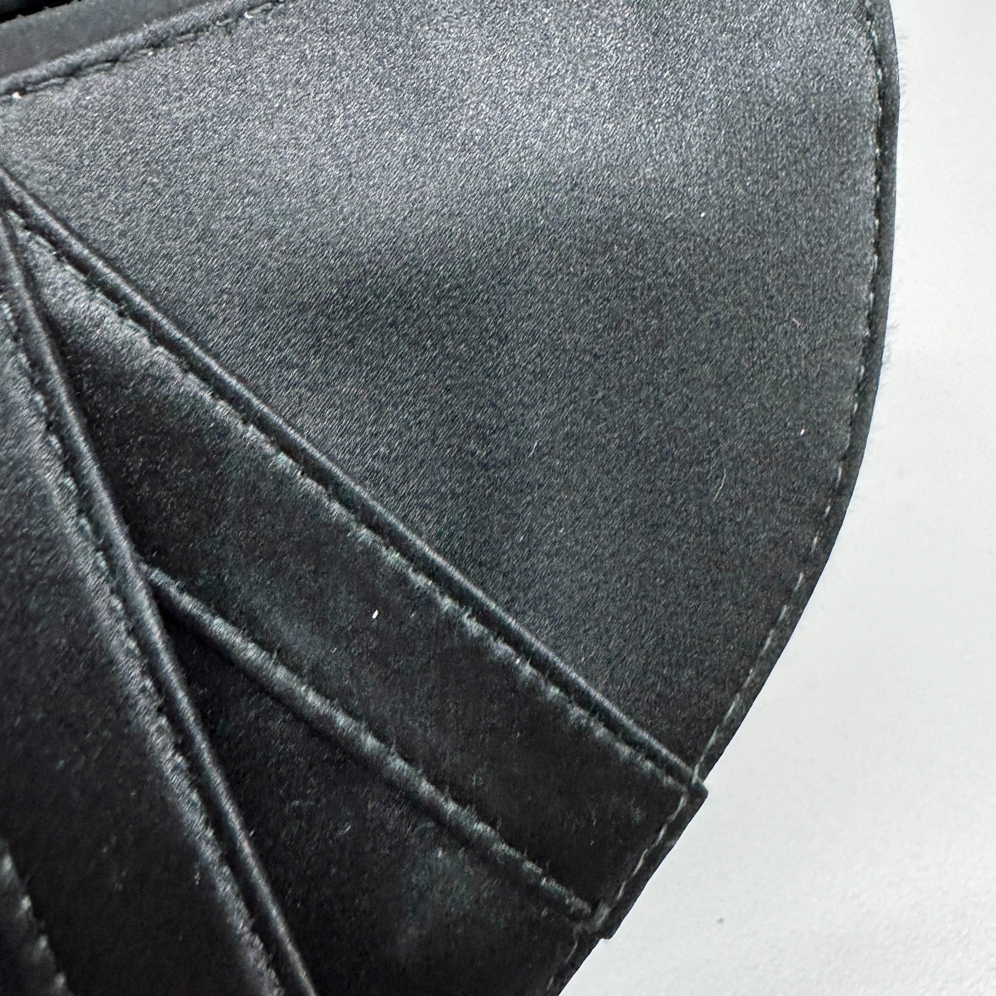 Mini Saddle Black Satin Hand Bag