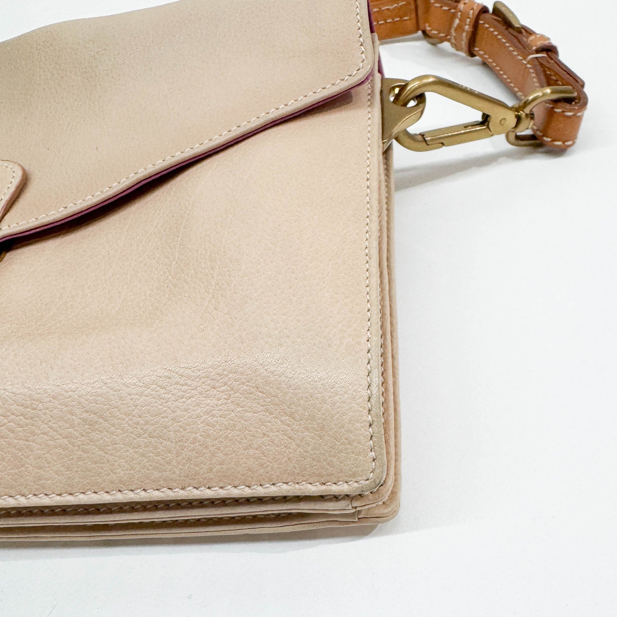 Berlino Sound Beige Leather Shoulder Bag