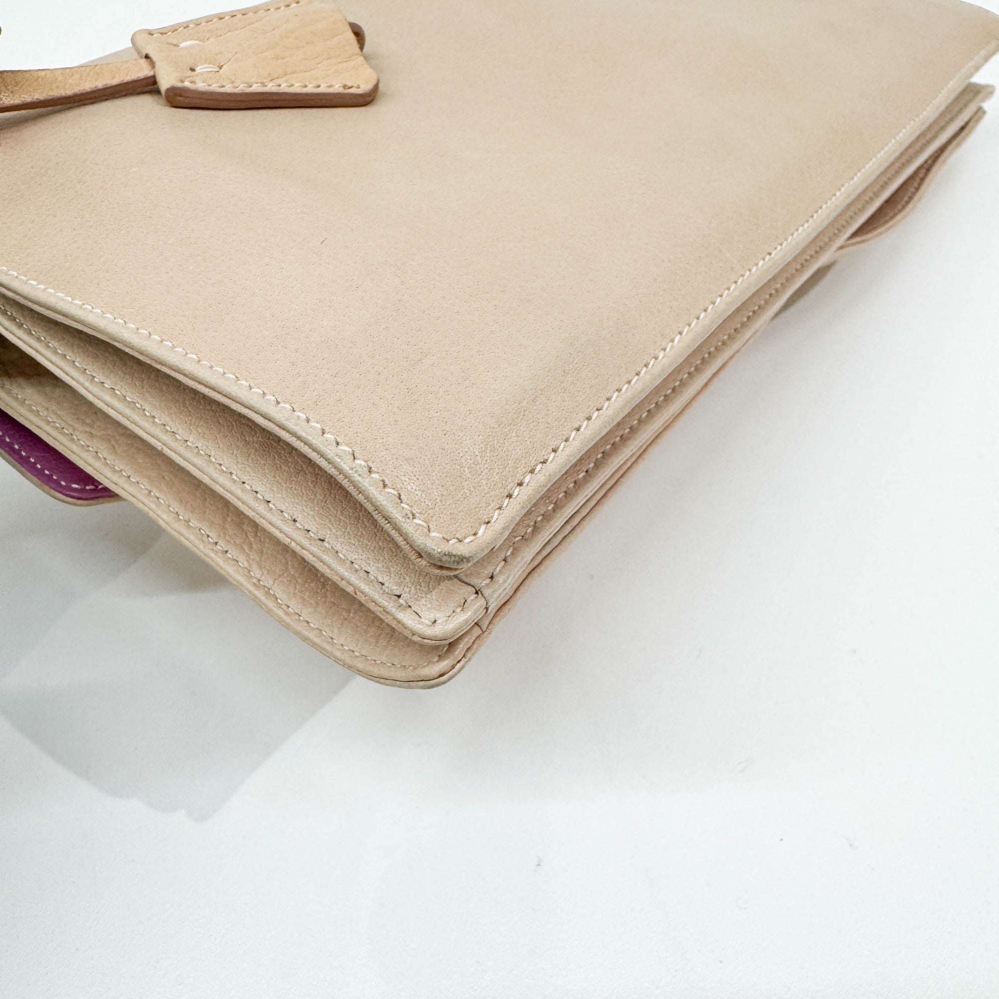 Berlino Sound Beige Leather Shoulder Bag