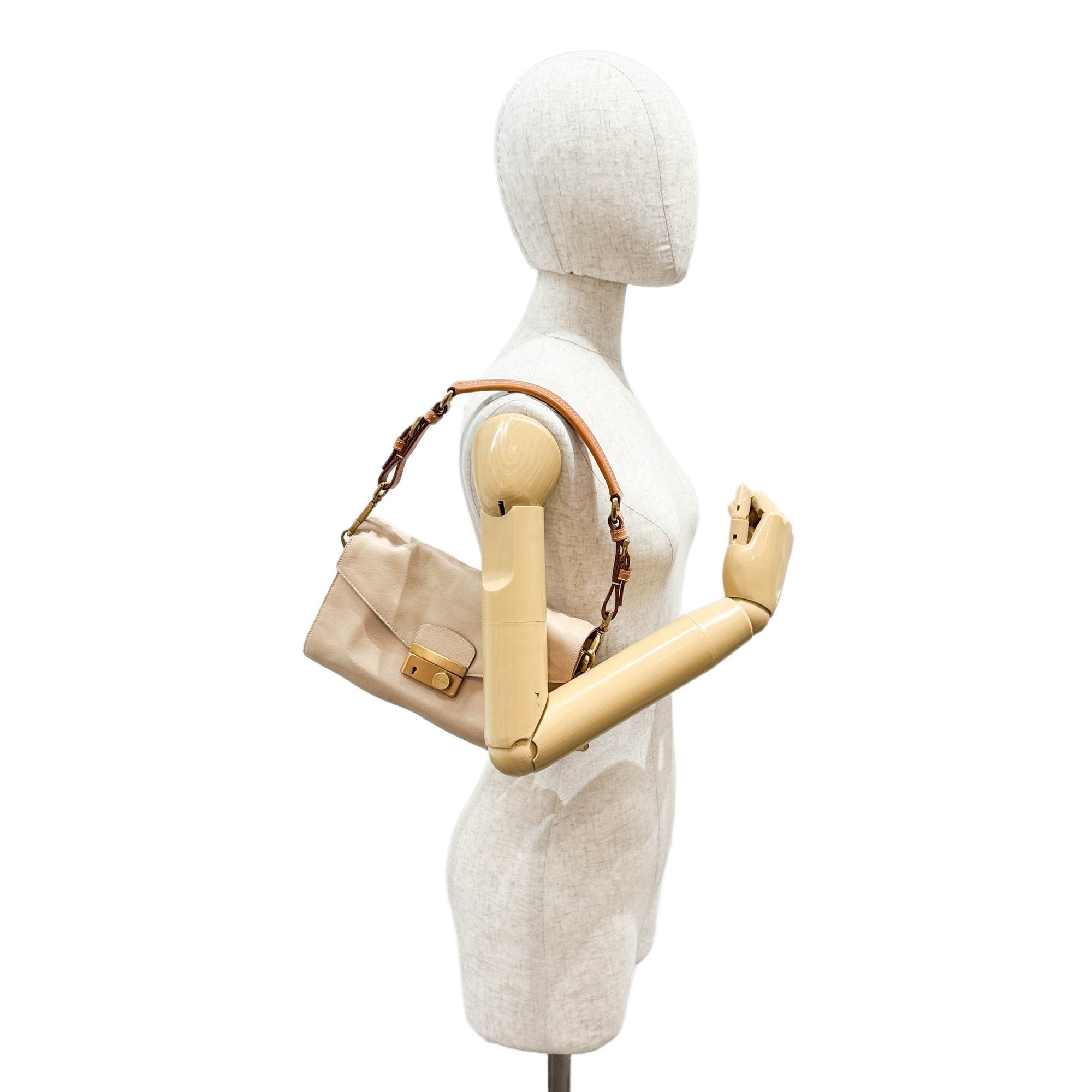 Berlino Sound Beige Leather Shoulder Bag