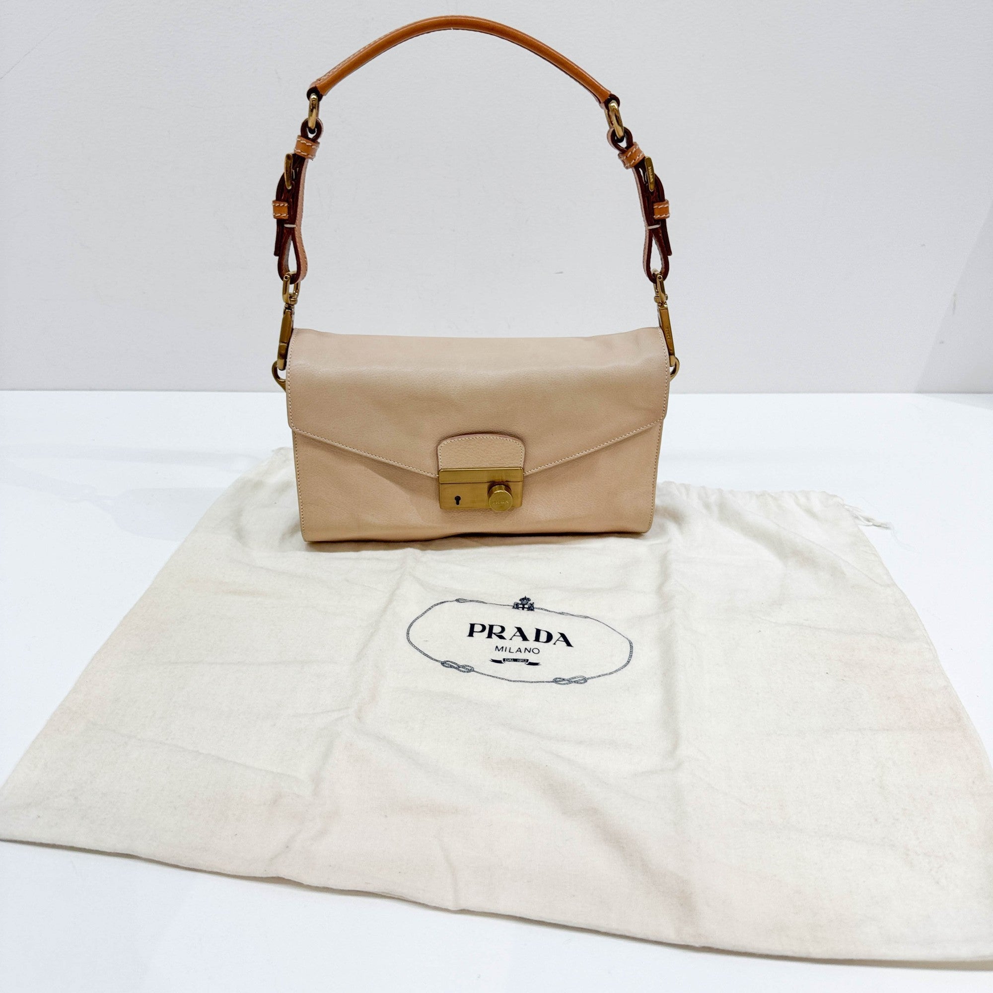 Berlino Sound Beige Leather Shoulder Bag