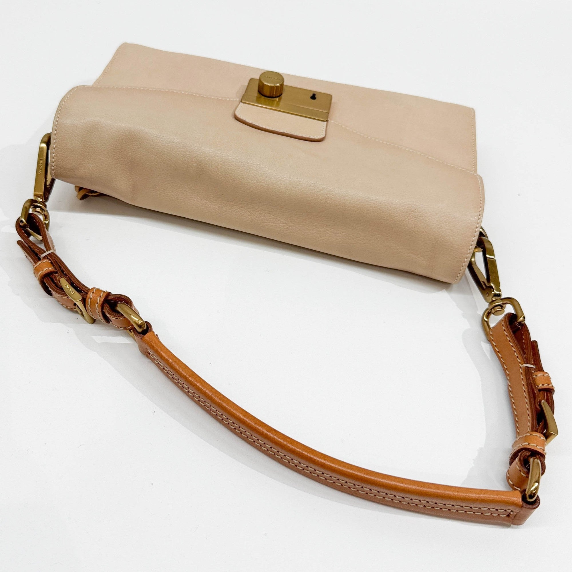 Berlino Sound Beige Leather Shoulder Bag