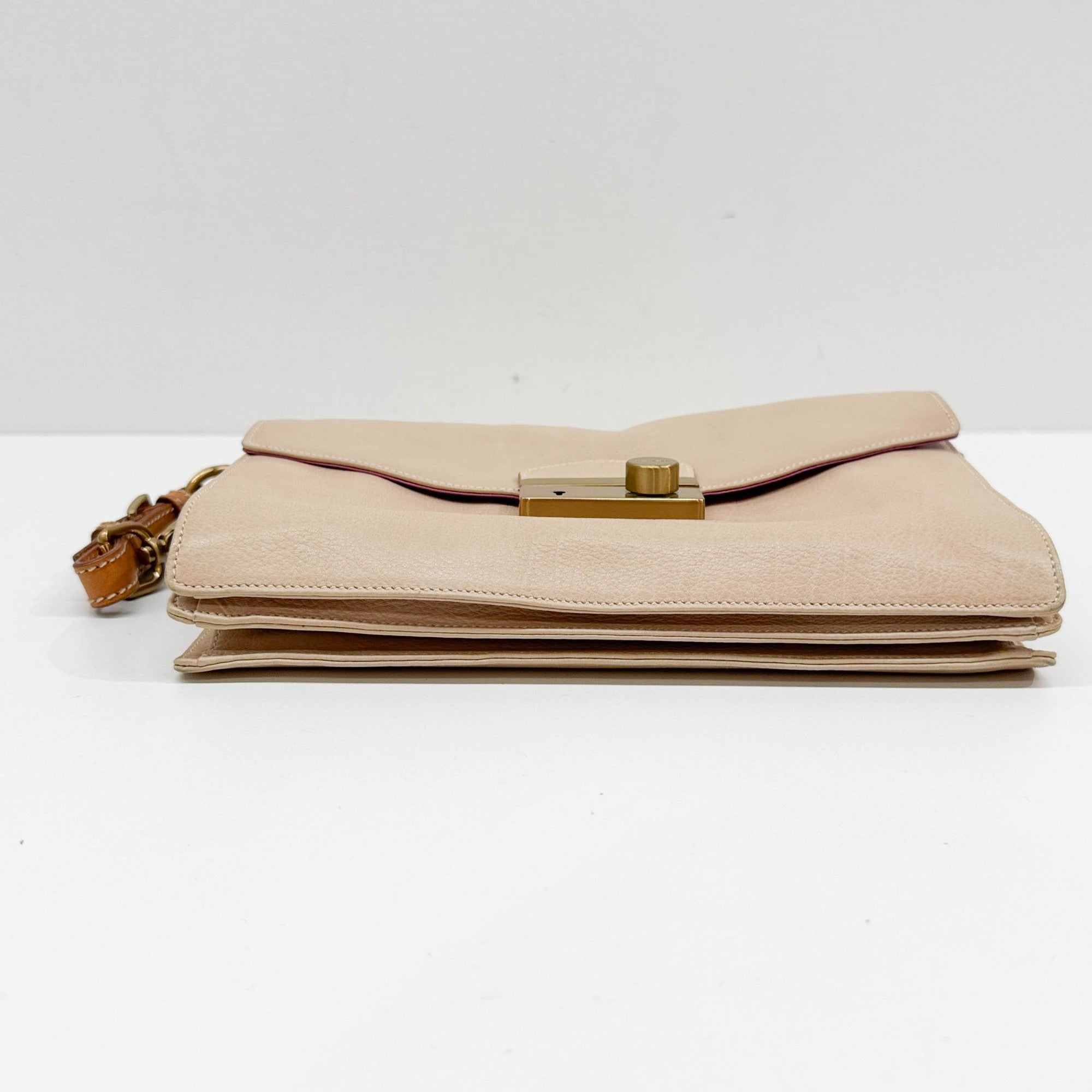 Berlino Sound Beige Leather Shoulder Bag