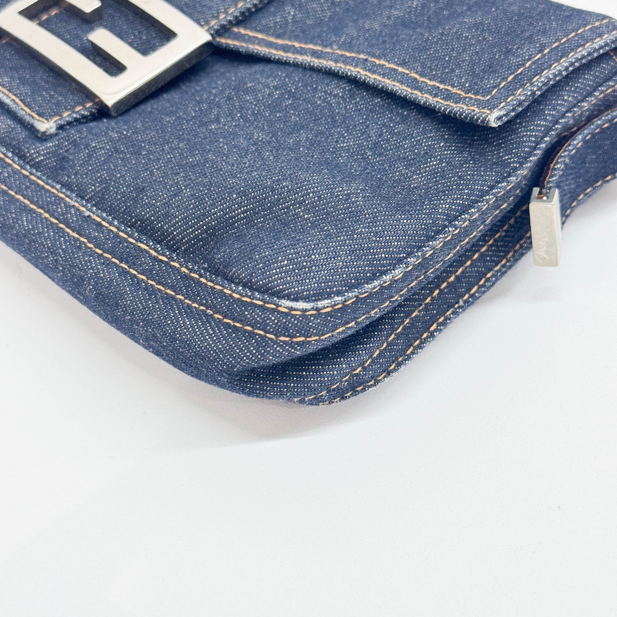 Baguette Blue Denim Shoulder Bag