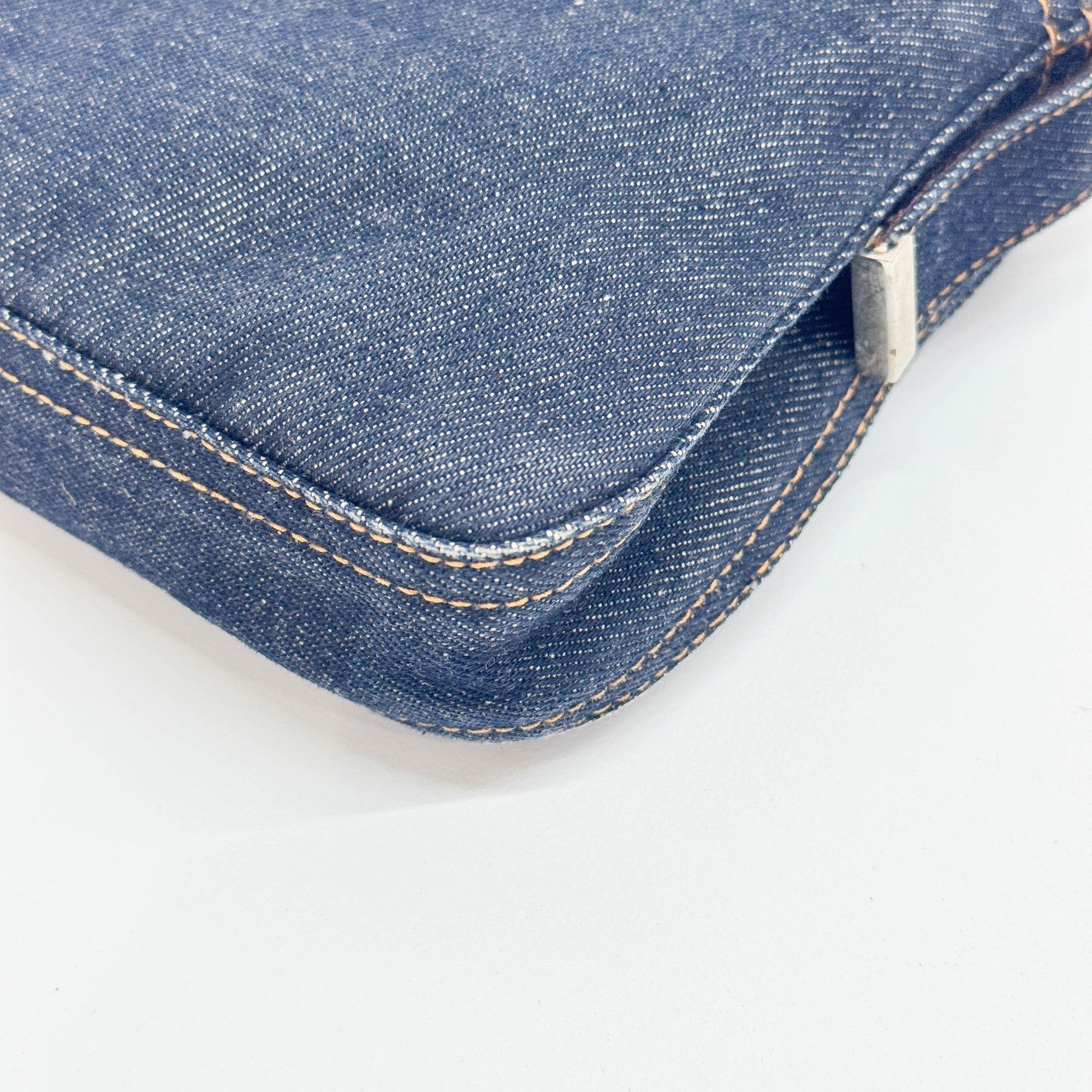 Baguette Blue Denim Shoulder Bag