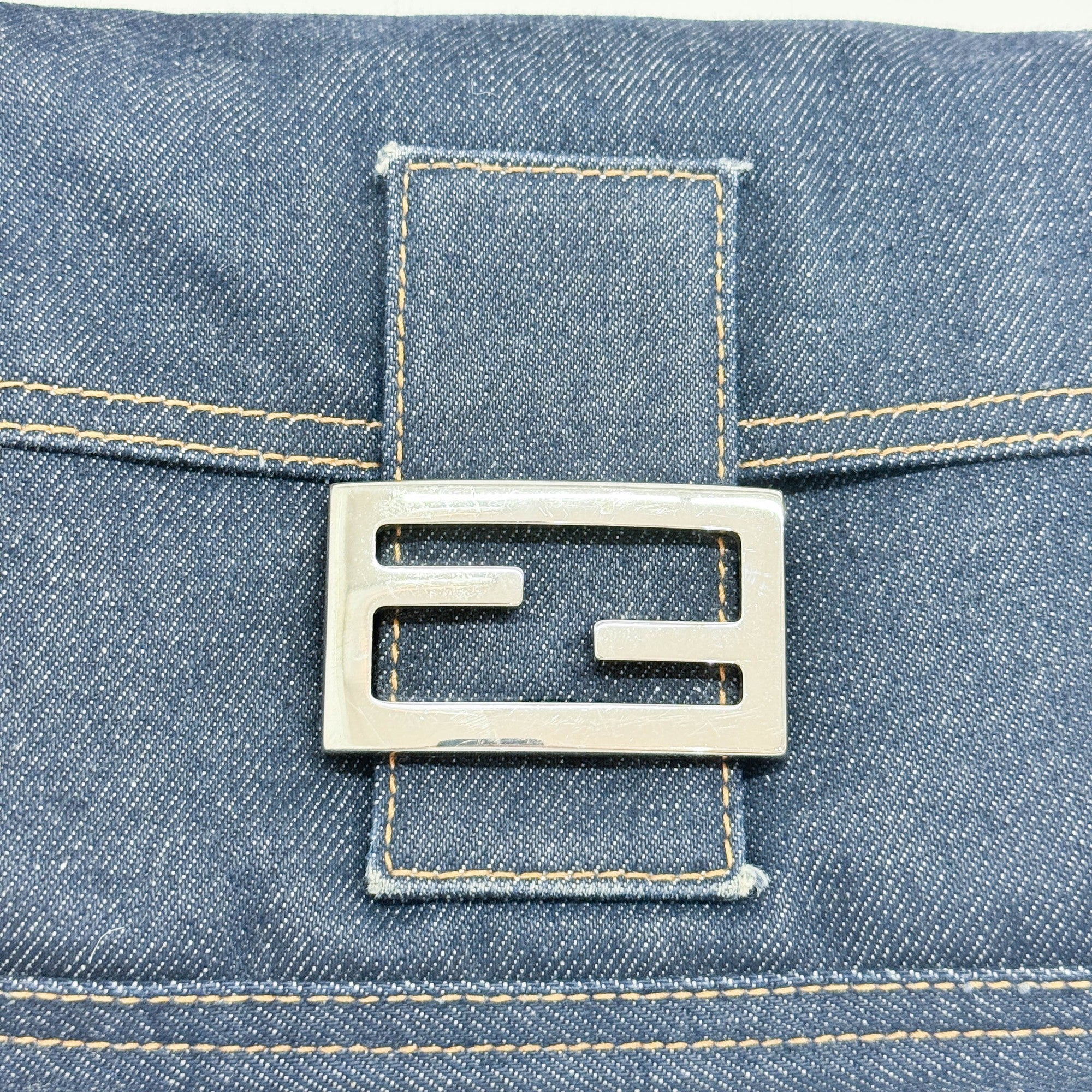 Baguette Blue Denim Shoulder Bag