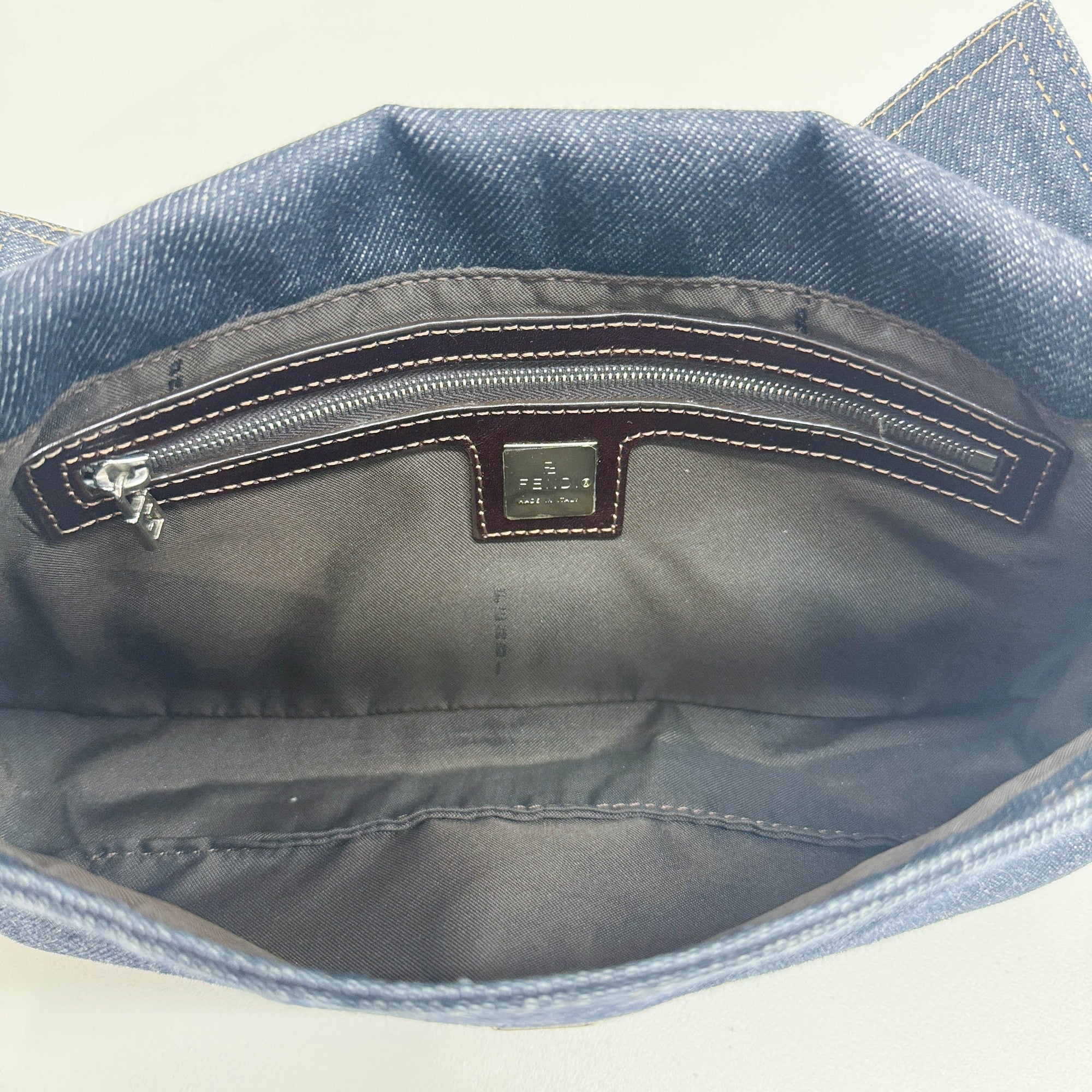 Baguette Blue Denim Shoulder Bag
