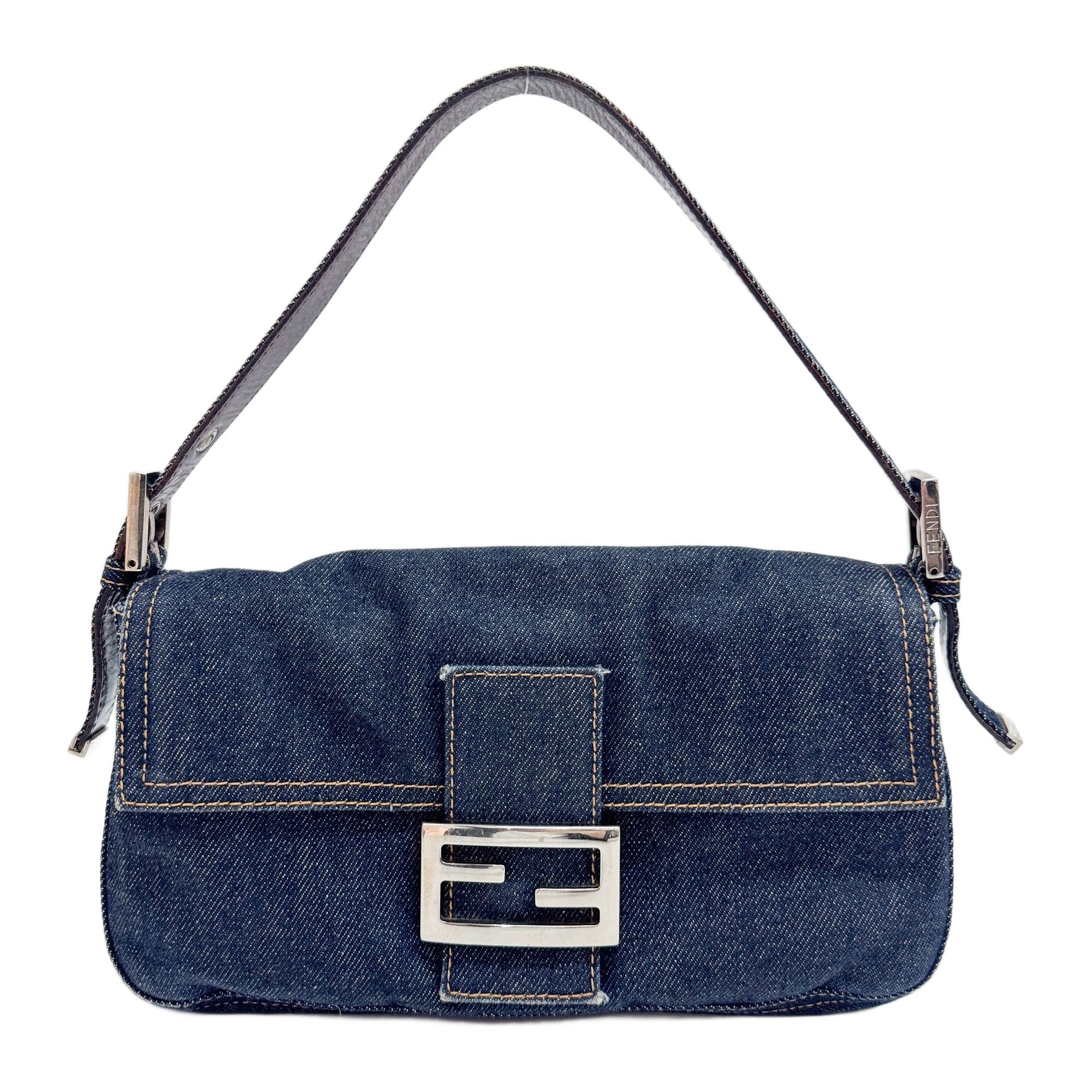 Baguette Blue Denim Shoulder Bag