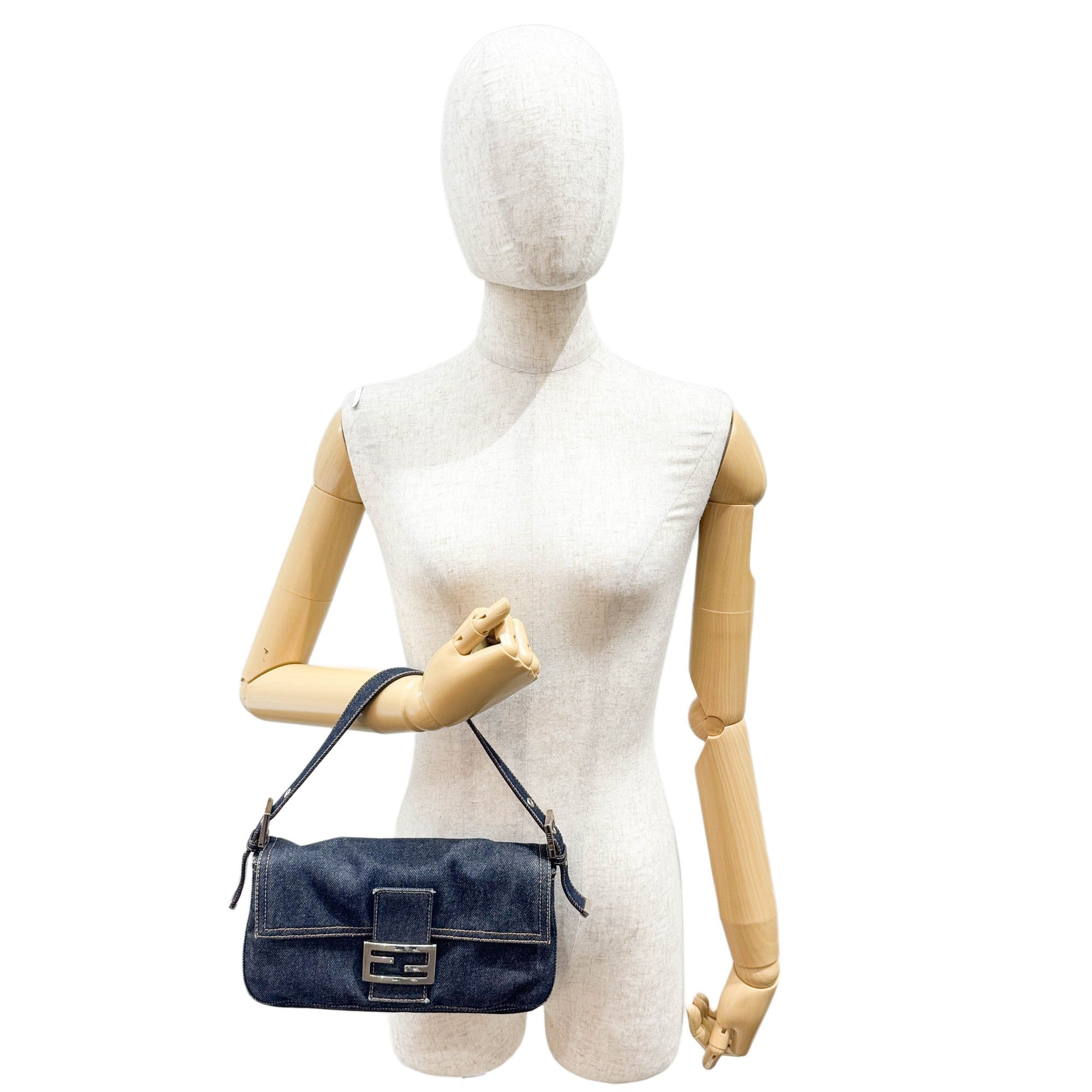 Baguette Blue Denim Shoulder Bag