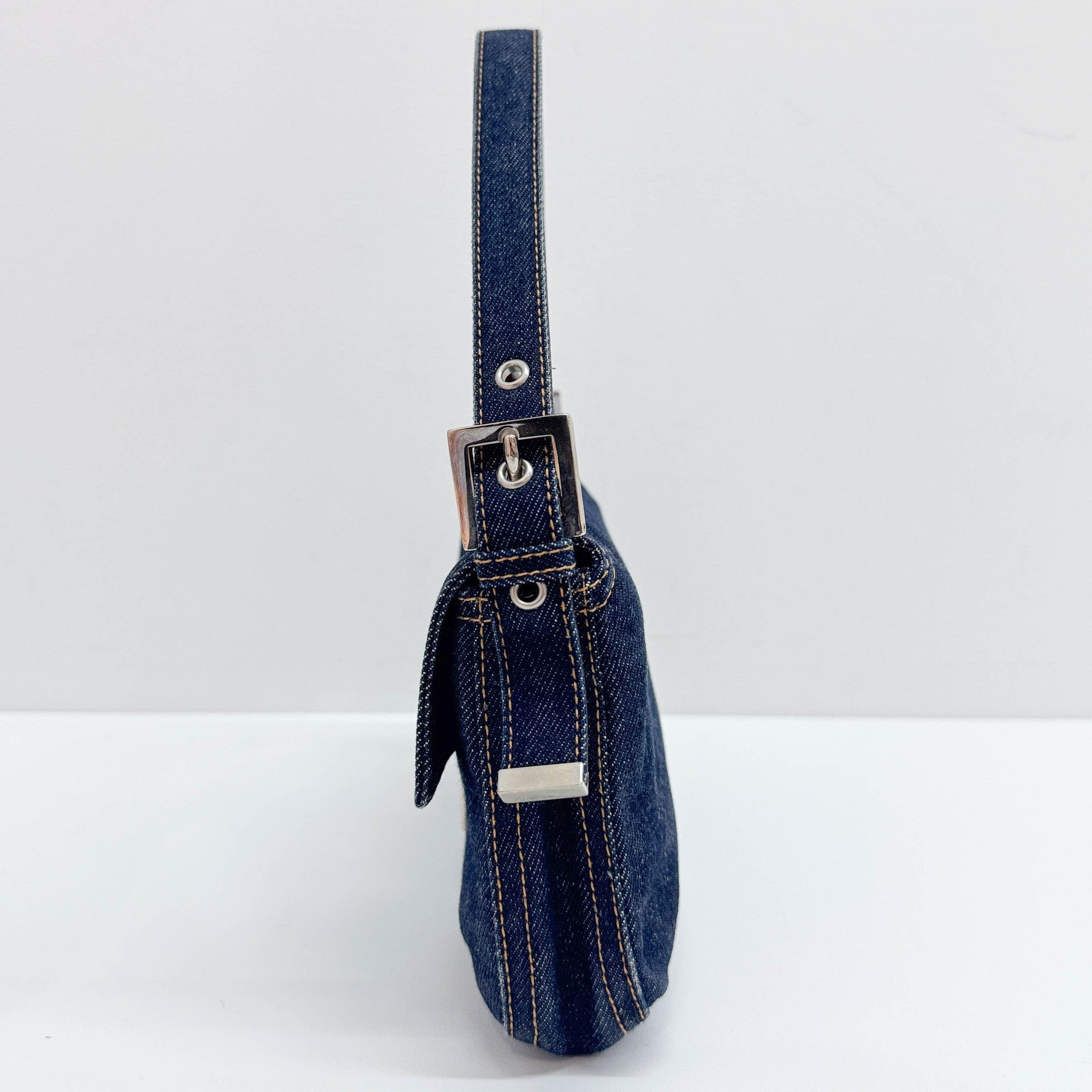 Baguette Blue Denim Shoulder Bag