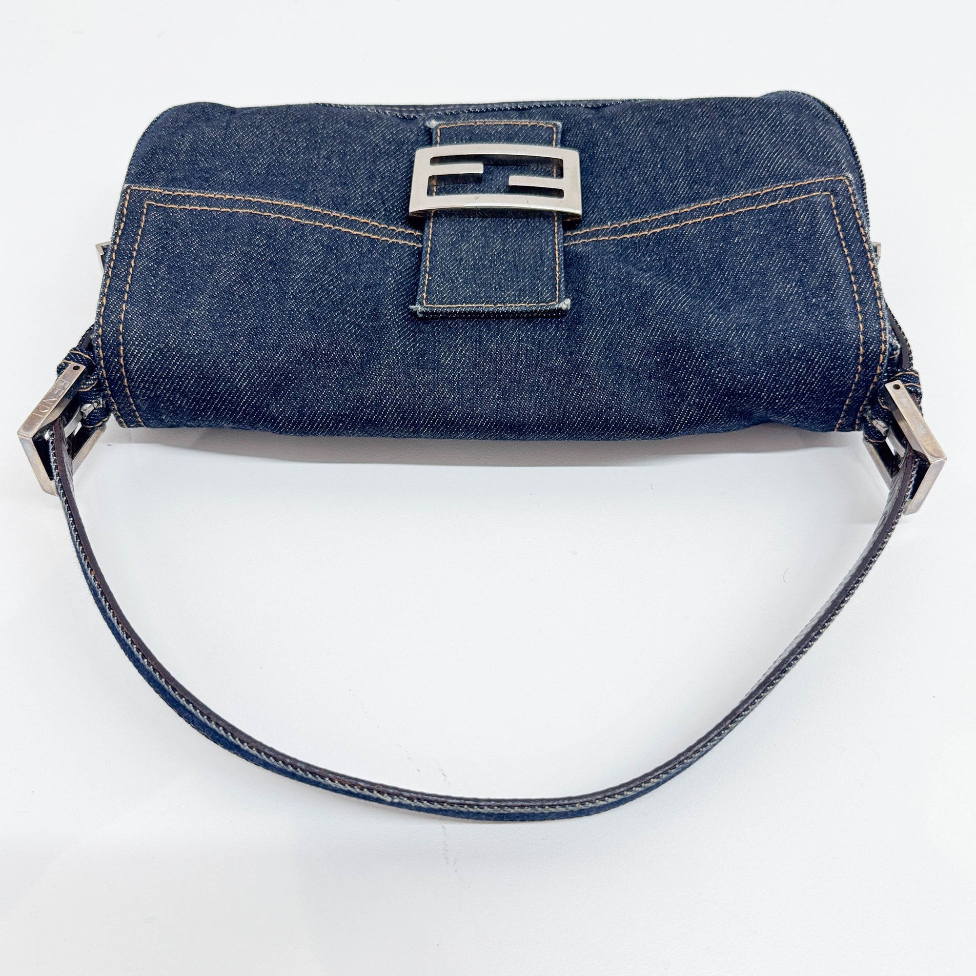 Baguette Blue Denim Shoulder Bag