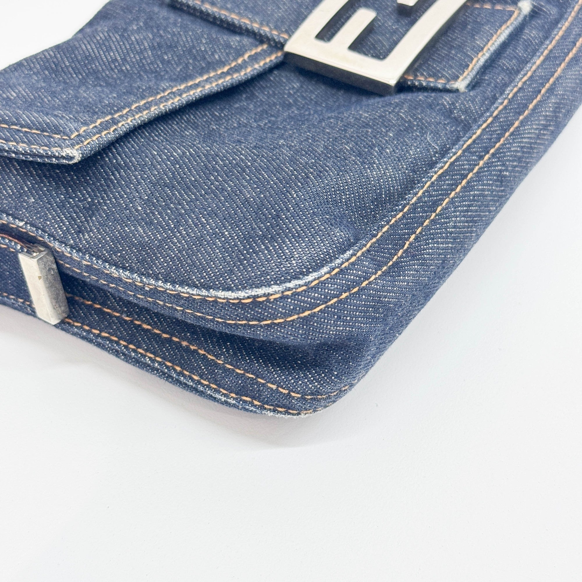 Baguette Blue Denim Shoulder Bag