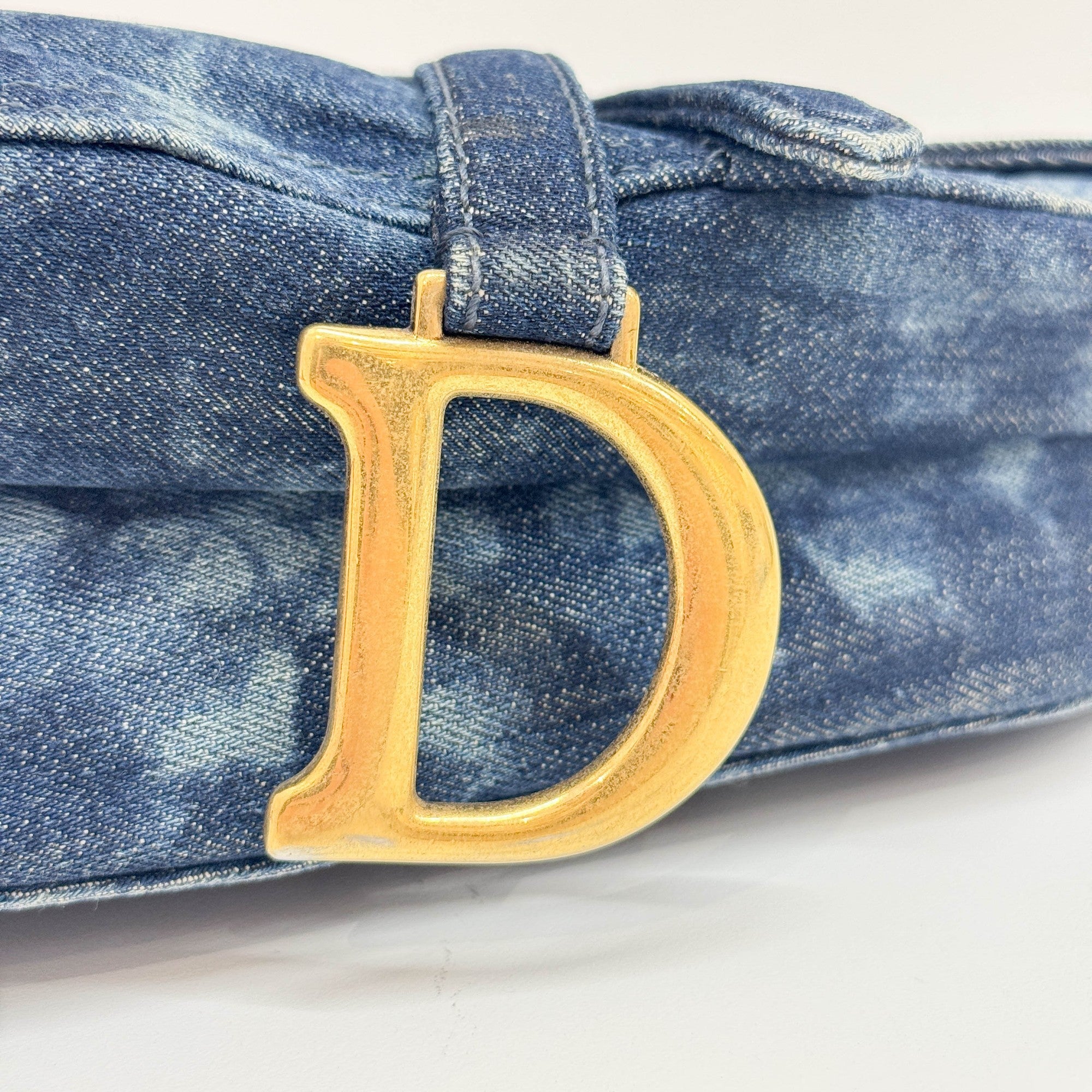 Saddle Blue Tie Dye Denim Shoulder Bag