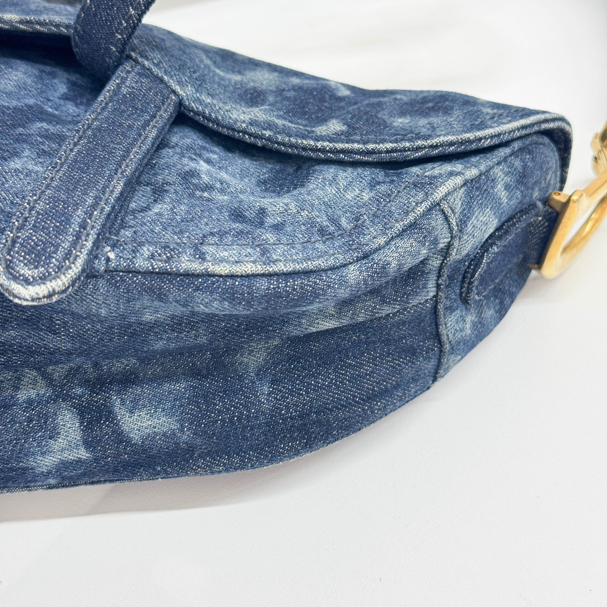 Saddle Blue Tie Dye Denim Shoulder Bag