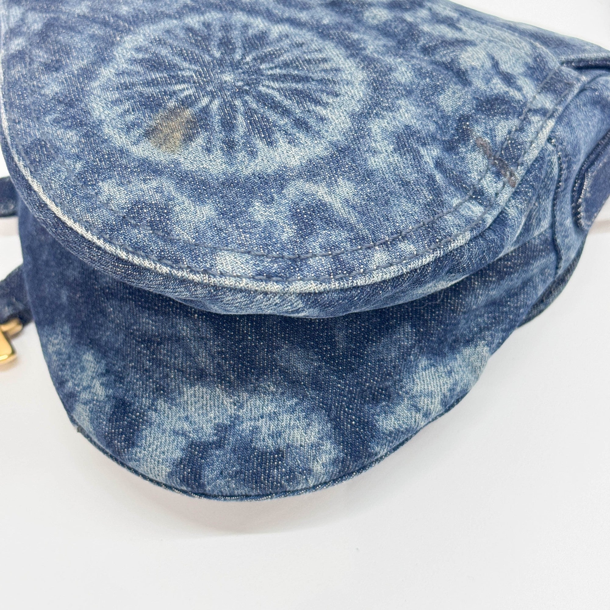 Saddle Blue Tie Dye Denim Shoulder Bag