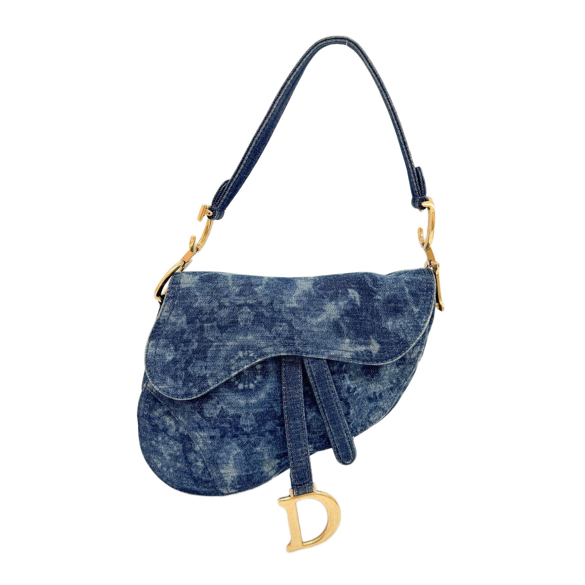 Saddle Blue Tie Dye Denim Shoulder Bag