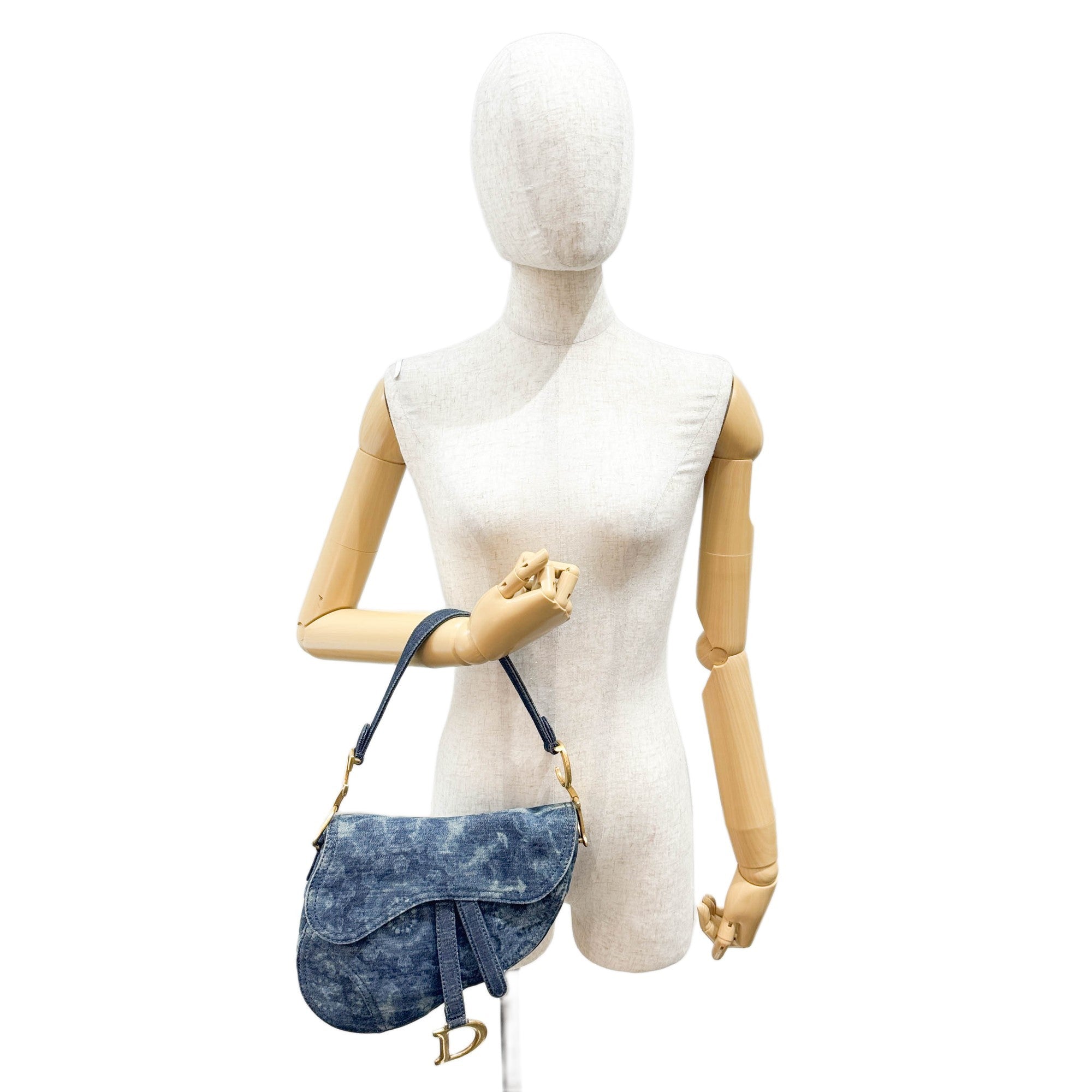 Saddle Blue Tie Dye Denim Shoulder Bag