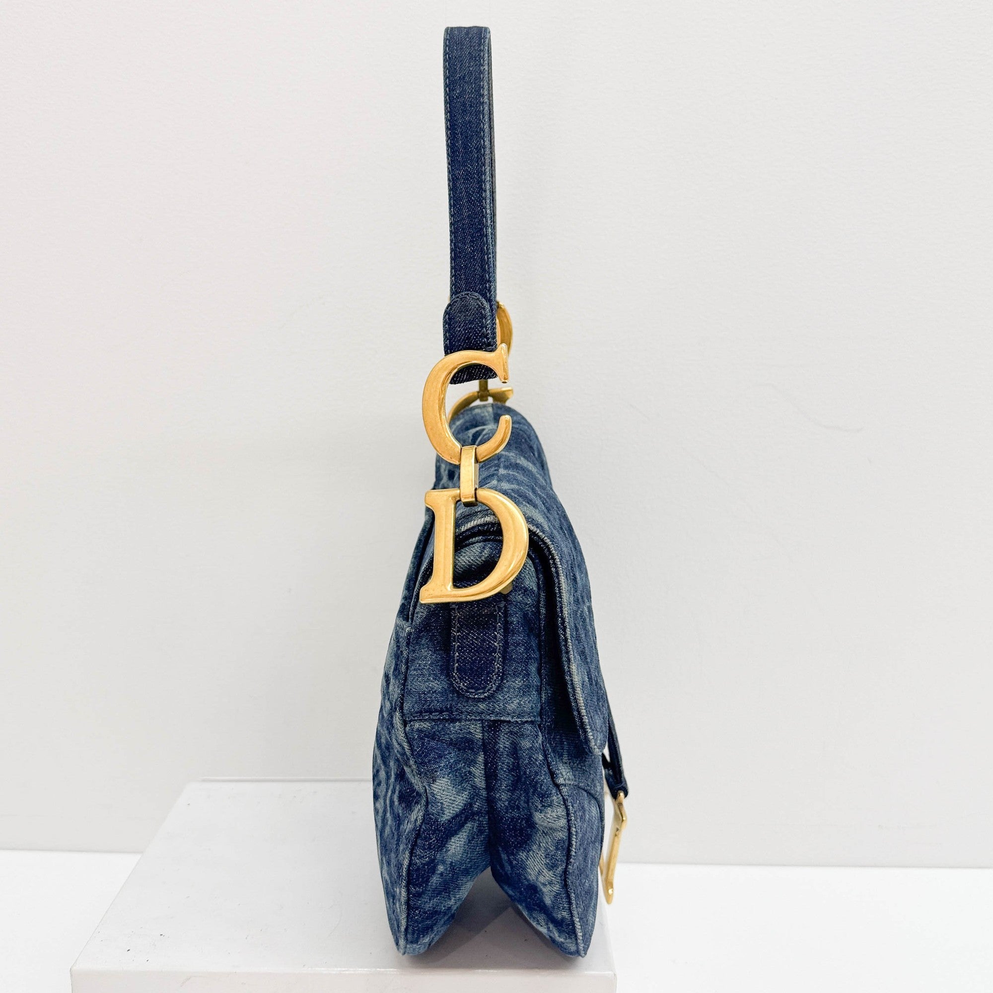 Saddle Blue Tie Dye Denim Shoulder Bag