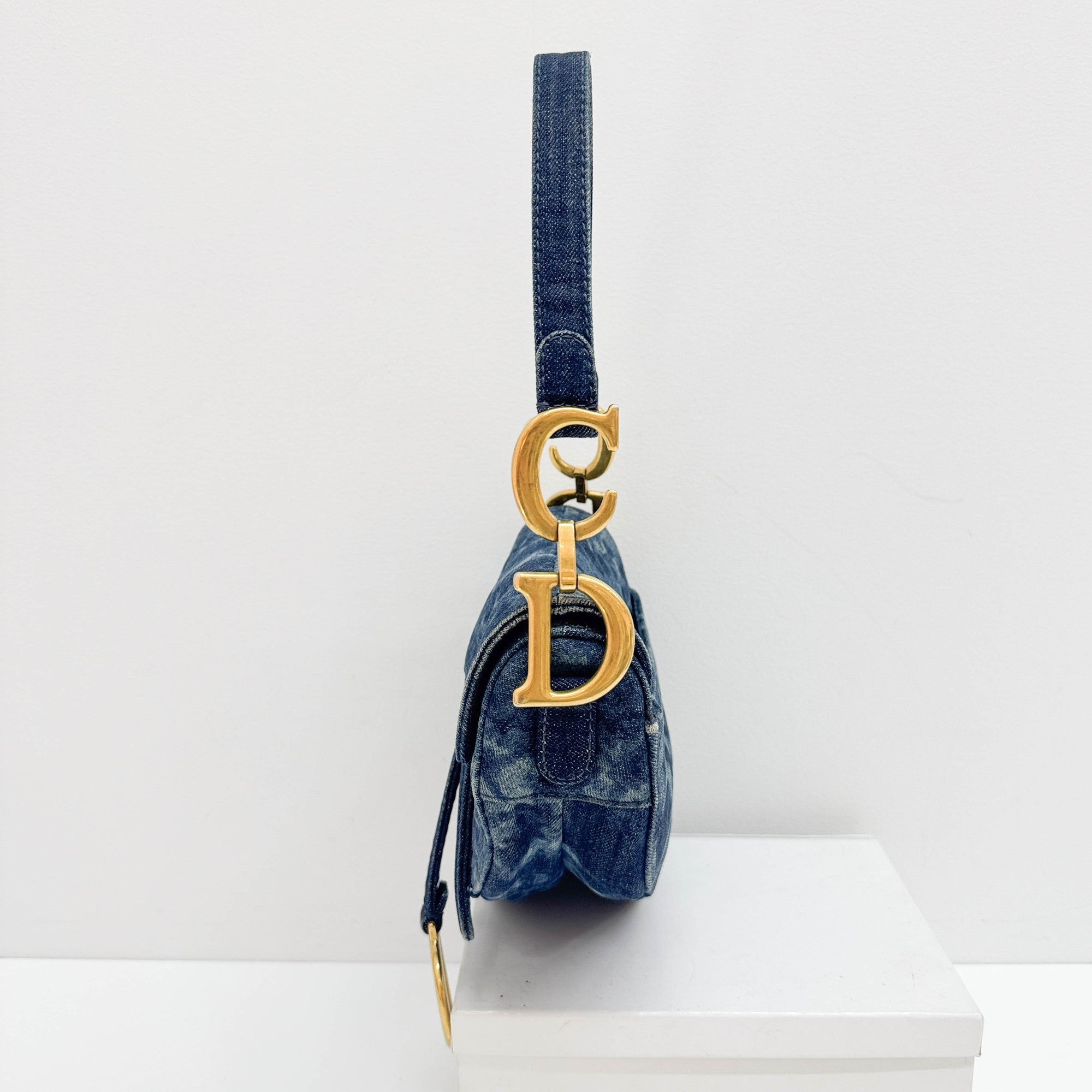 Saddle Blue Tie Dye Denim Shoulder Bag