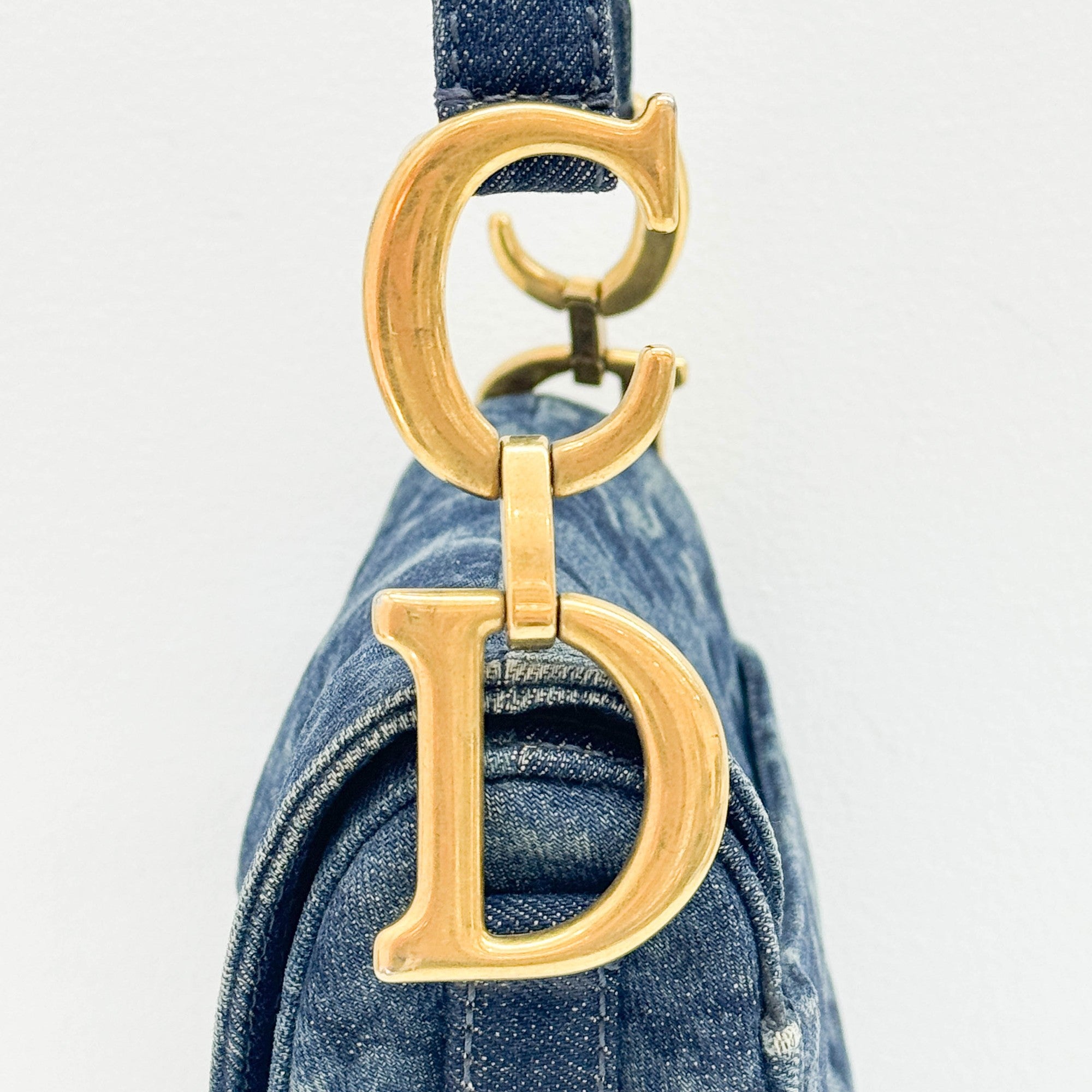 Saddle Blue Tie Dye Denim Shoulder Bag