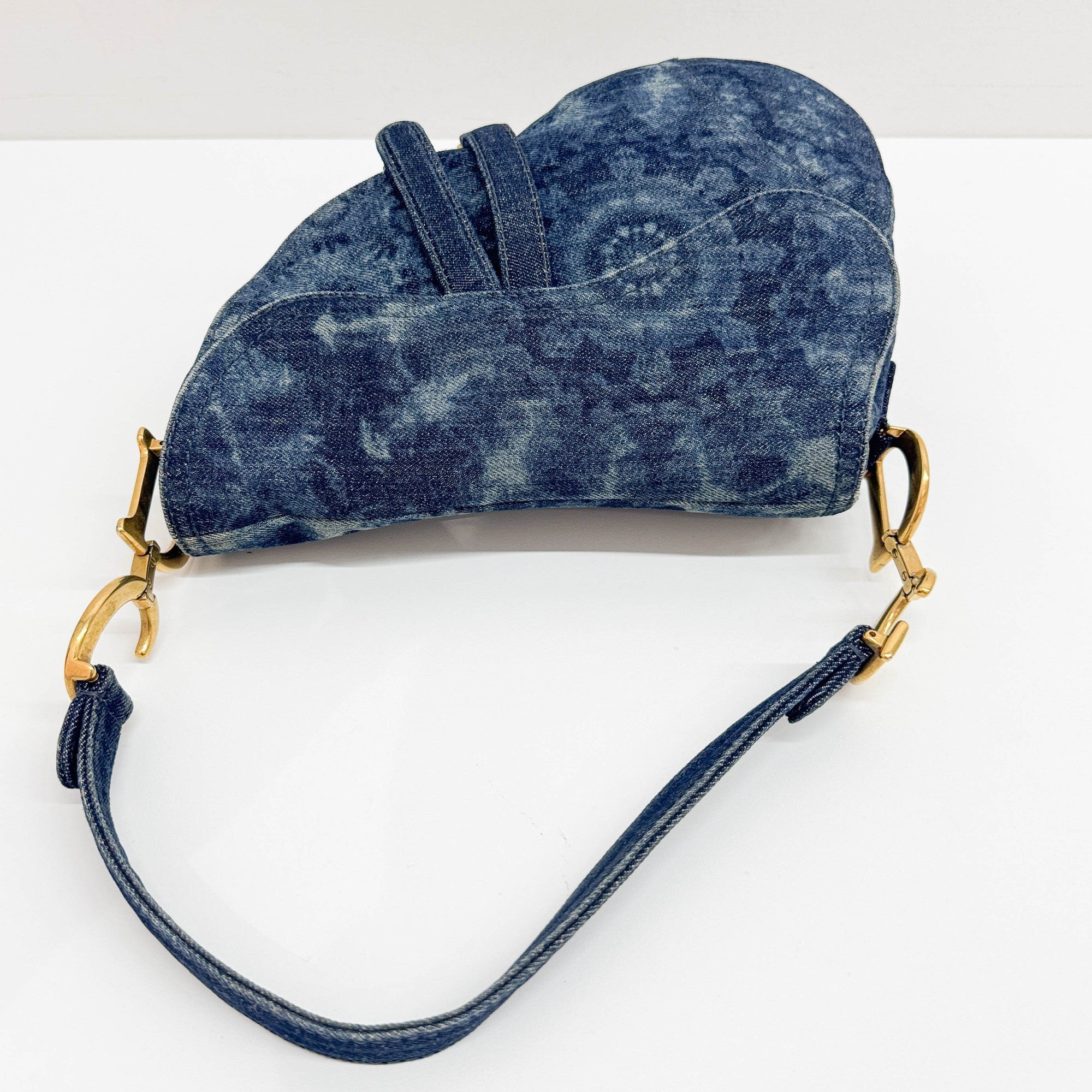 Saddle Blue Tie Dye Denim Shoulder Bag