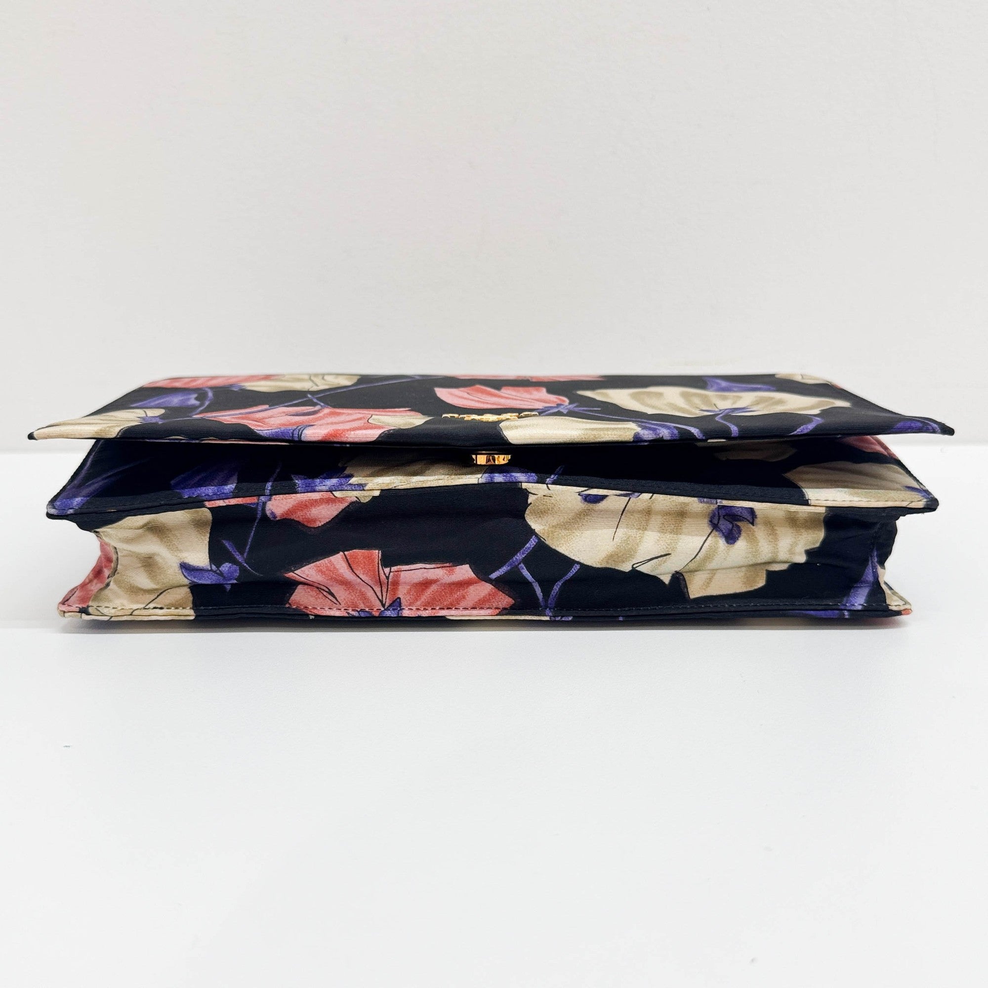 Floral Black Nylon Hand Bag