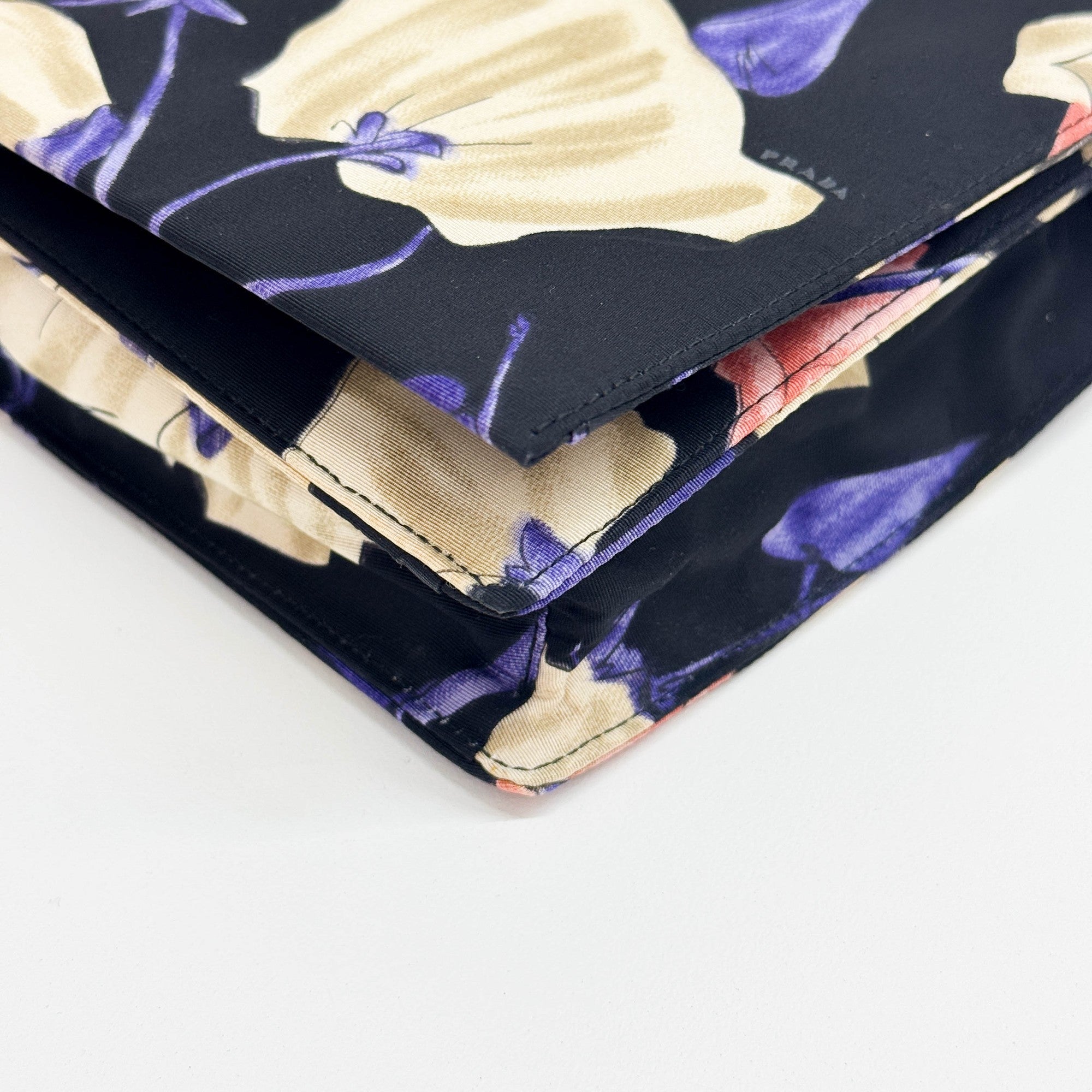 Floral Black Nylon Hand Bag