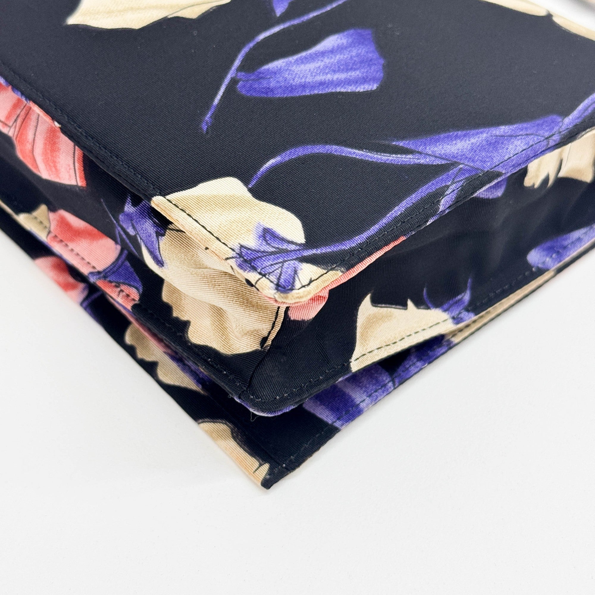 Floral Black Nylon Hand Bag