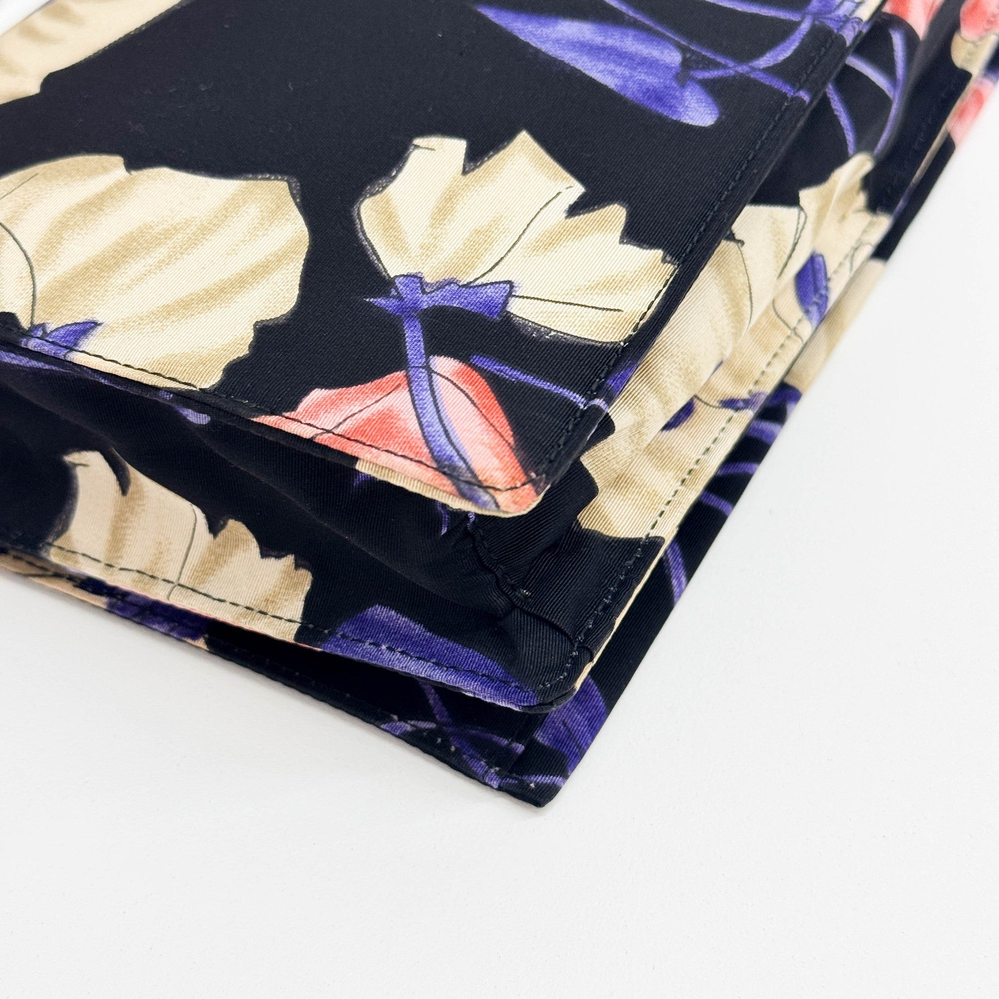 Floral Black Nylon Hand Bag