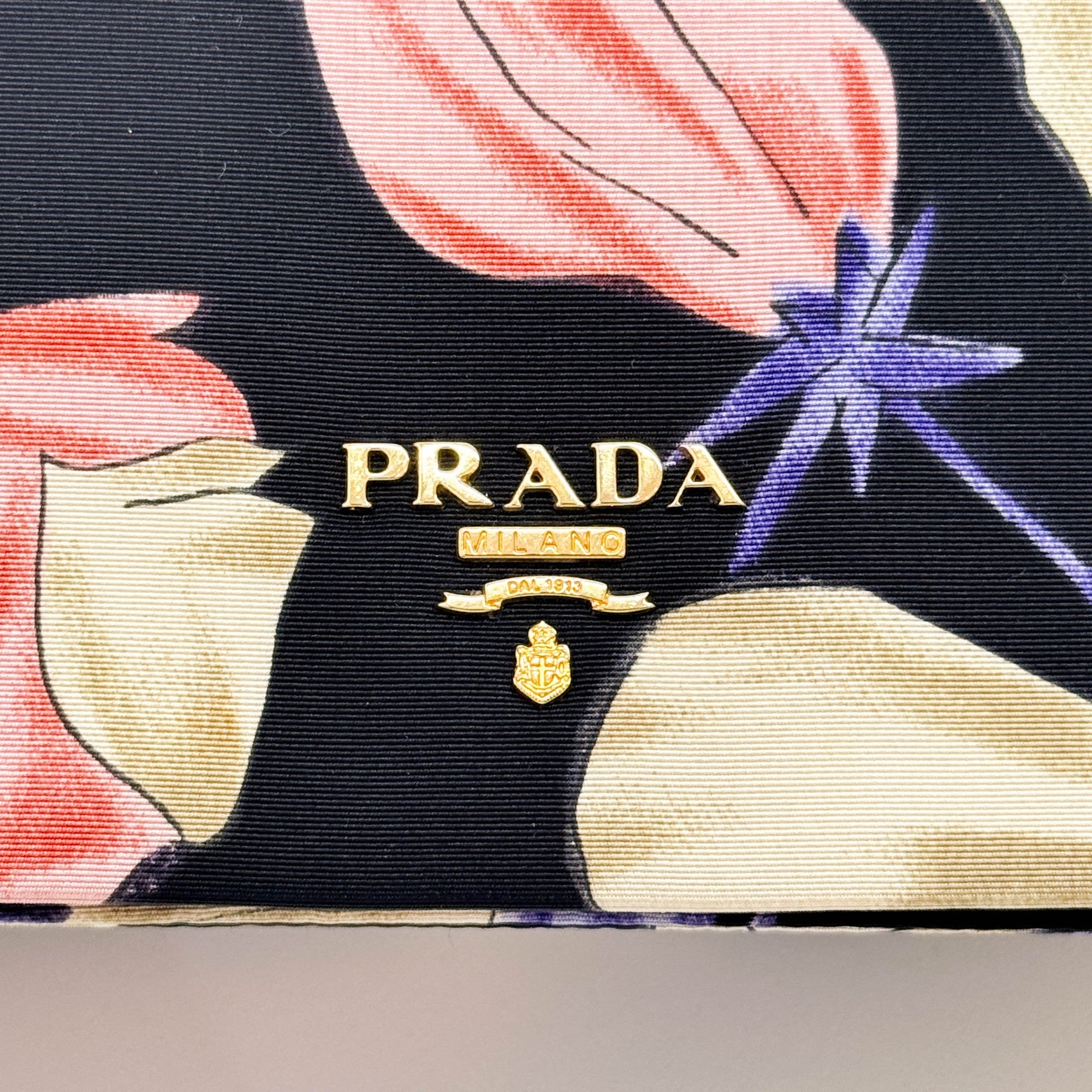 Floral Black Nylon Hand Bag