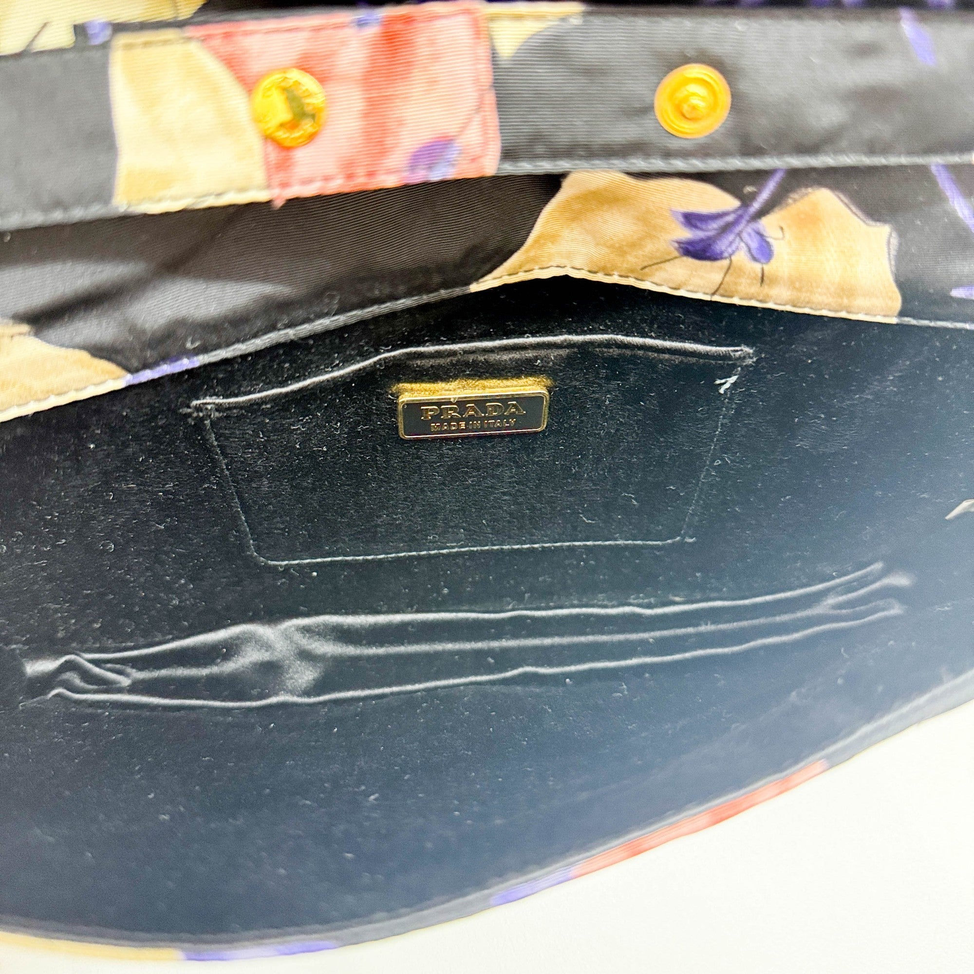 Floral Black Nylon Hand Bag